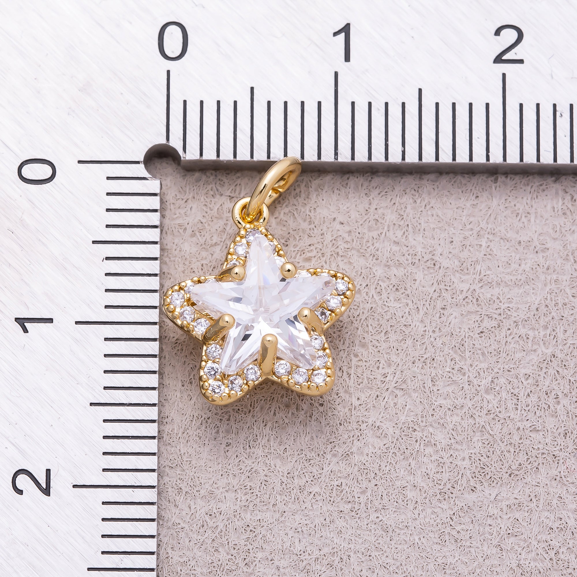 16K Gold Plated Micro Paved CZ Celestial Star Mini Charm - Sold Each