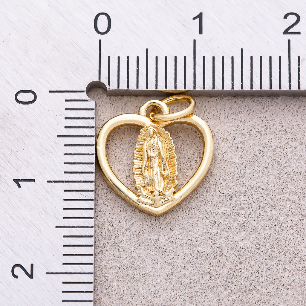 16K Gold Plated Religious Symbol Open Love Heart Charm - Sold Each