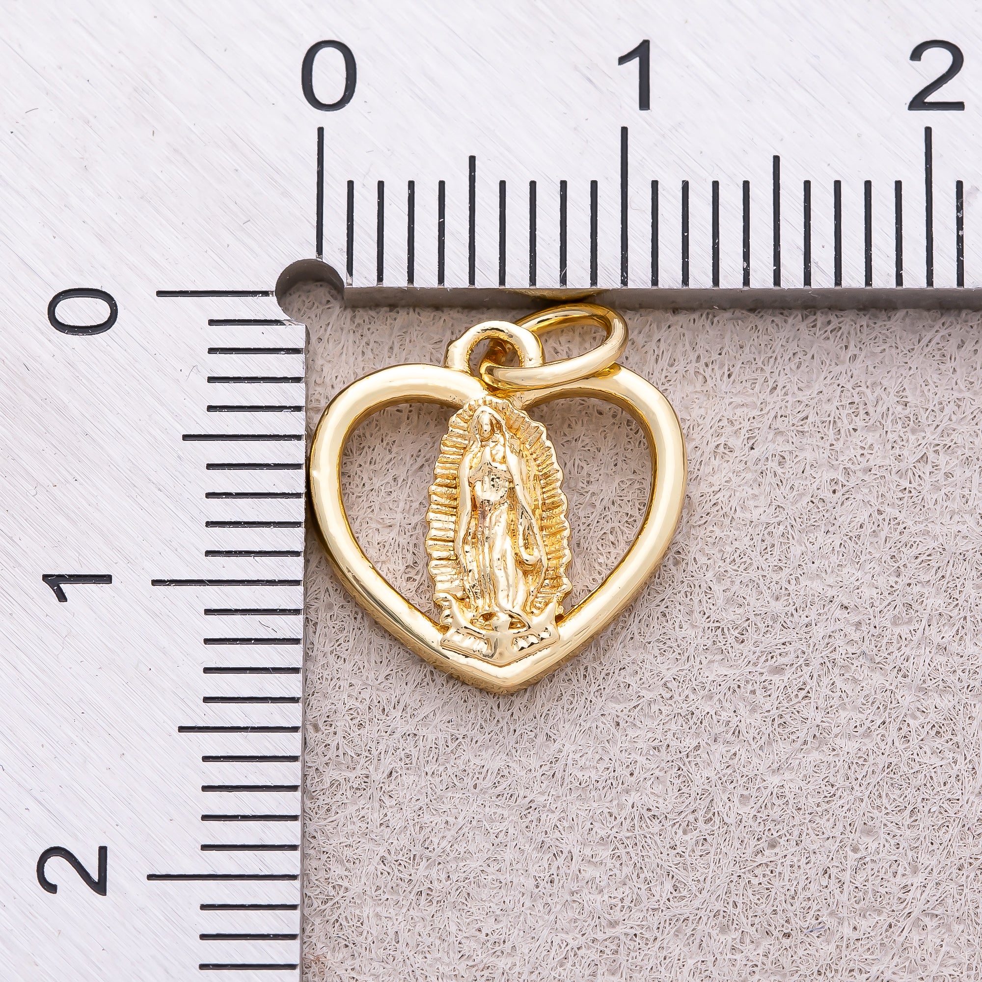16K Gold Plated Religious Symbol Open Love Heart Charm - Sold Each