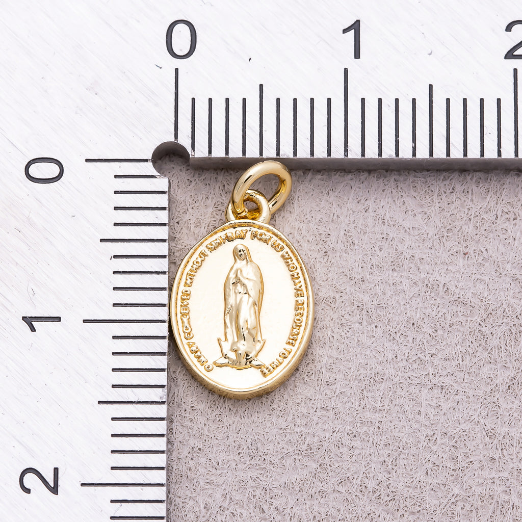 16K Gold Plated Oval Virgin Mary Religious Medallion Pendant - Sold Each