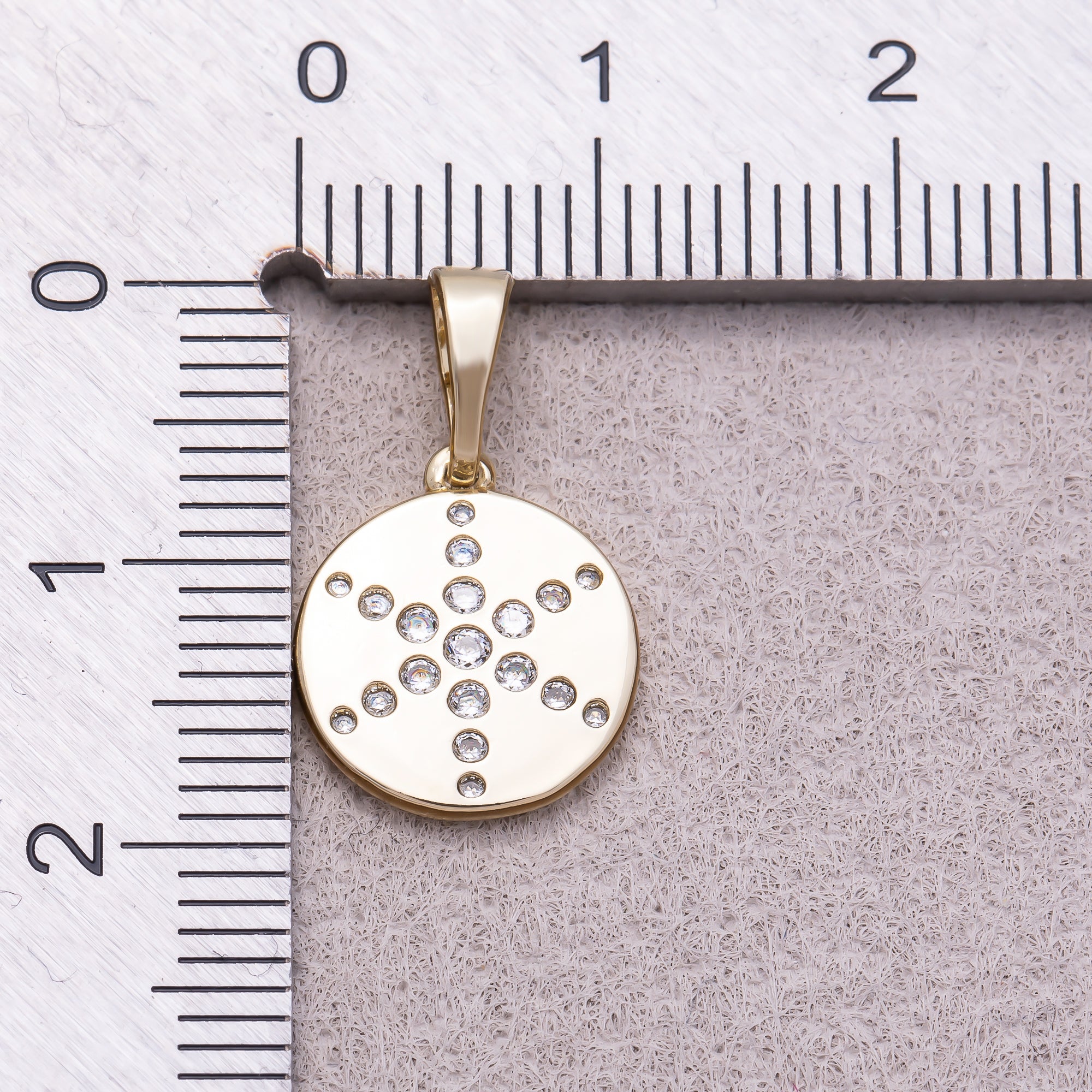 16K Gold Plated Clear CZ North Star Beaded Medallion Charm - Sold Each