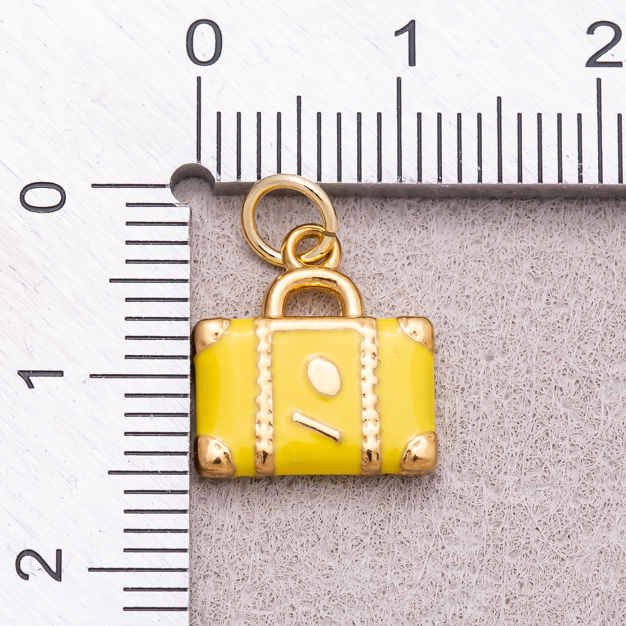 Gold PVD Stainless Steel Yellow Black Enamel Suitcase Travel Charm