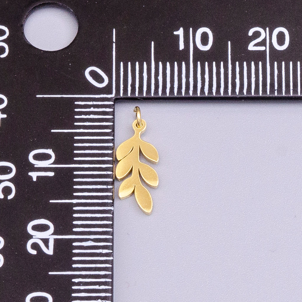 Launch Promo: 24K Gold PVD Stainless Steel Floral Leaf Drop Charm | Sold Each