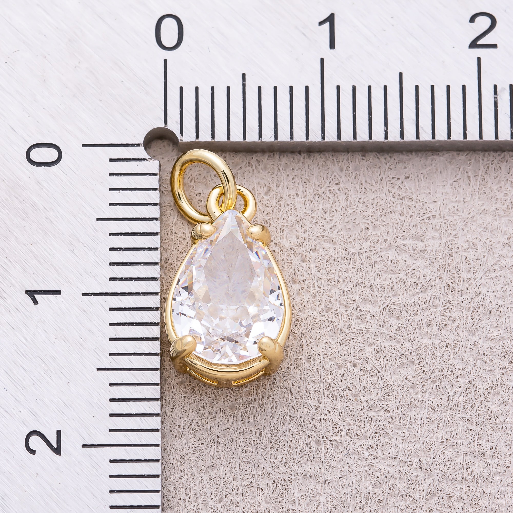 16K Gold Plated Clear CZ Teardrop Charm - Sold Each