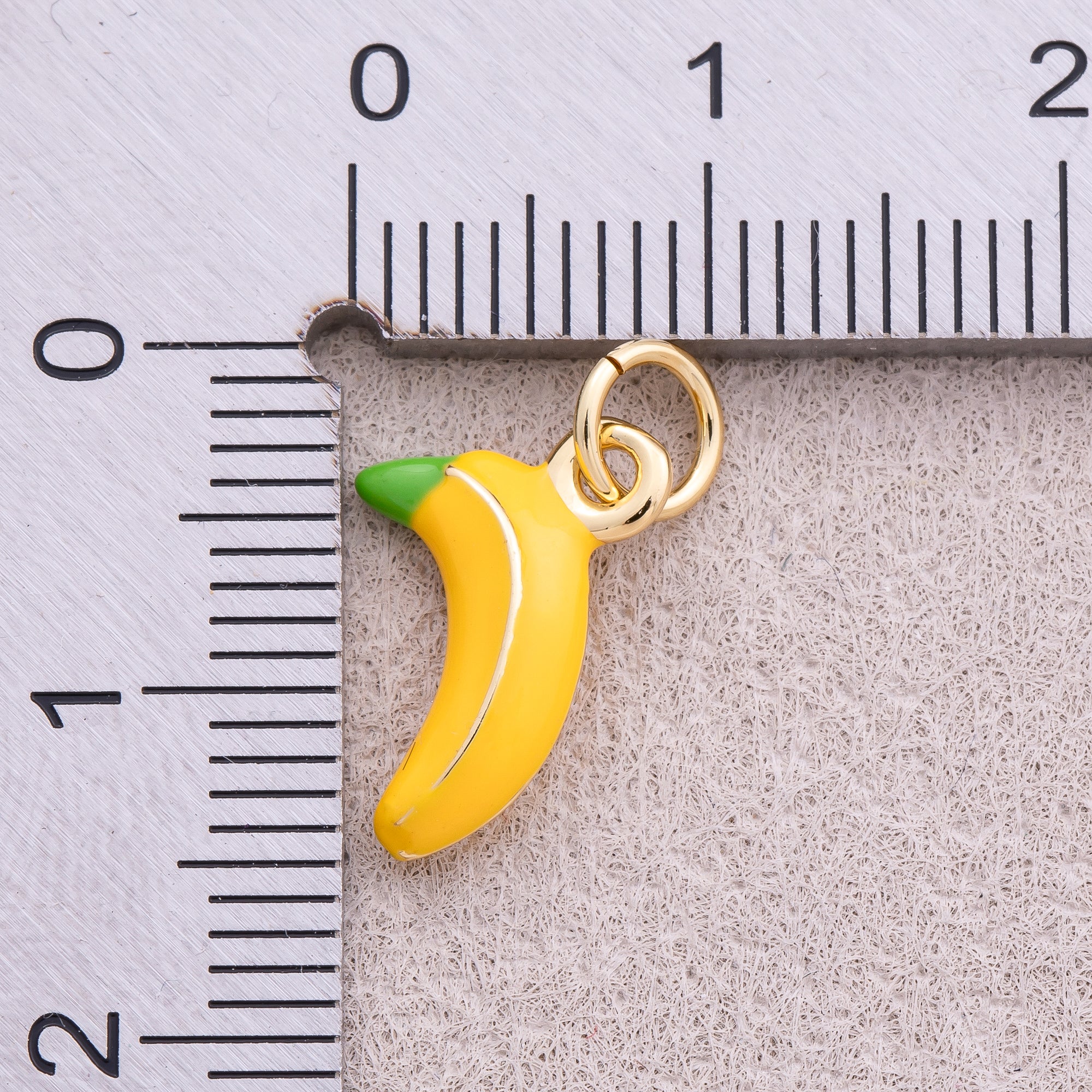16K Gold Plated Yellow Banana Fruit Enamel Charm - Sold Each