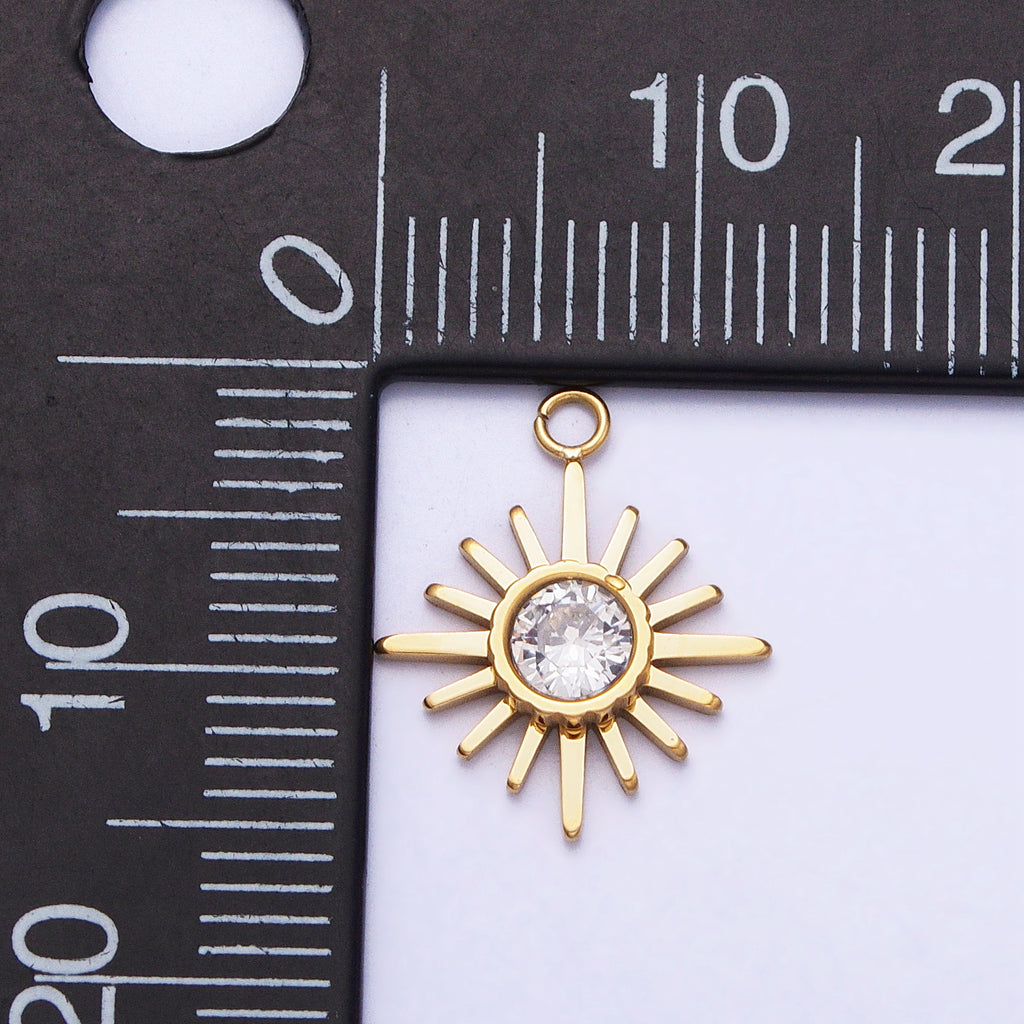 Launch Promo: 24K Gold PVD Stainless Steel Minimalist Solitaire Sunburst Coin Charm | Sold Each