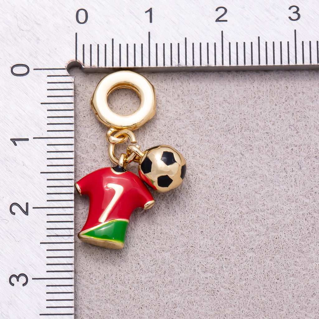16K Gold Plated Football Jersey & Soccer Ball Dual Dangle Pendant - Sold Each