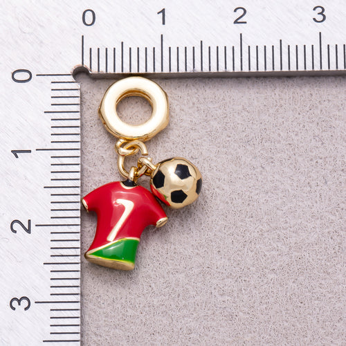 16K Gold Plated Football Jersey & Soccer Ball Dual Dangle Pendant - Sold Each