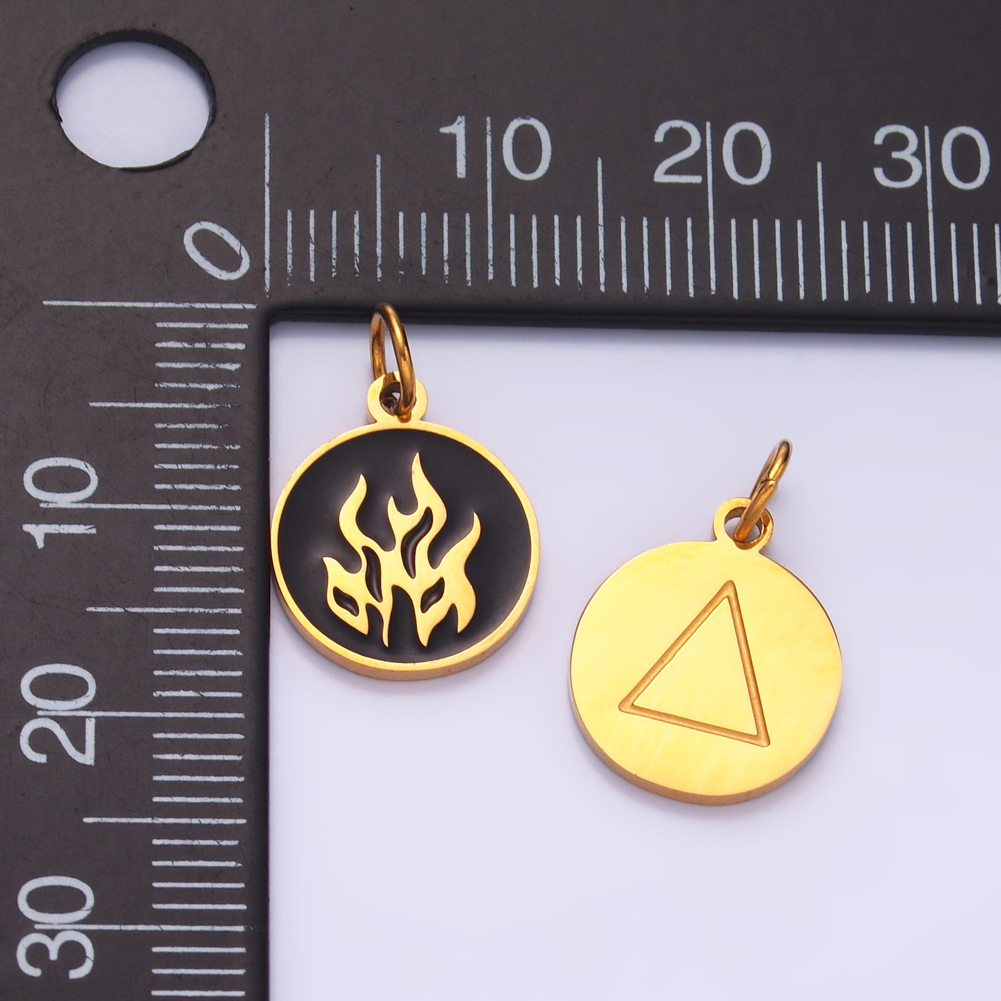 Launch Promo: 24K Gold PVD Stainless Steel Black Enamel Fire Coin Charm | Sold Each