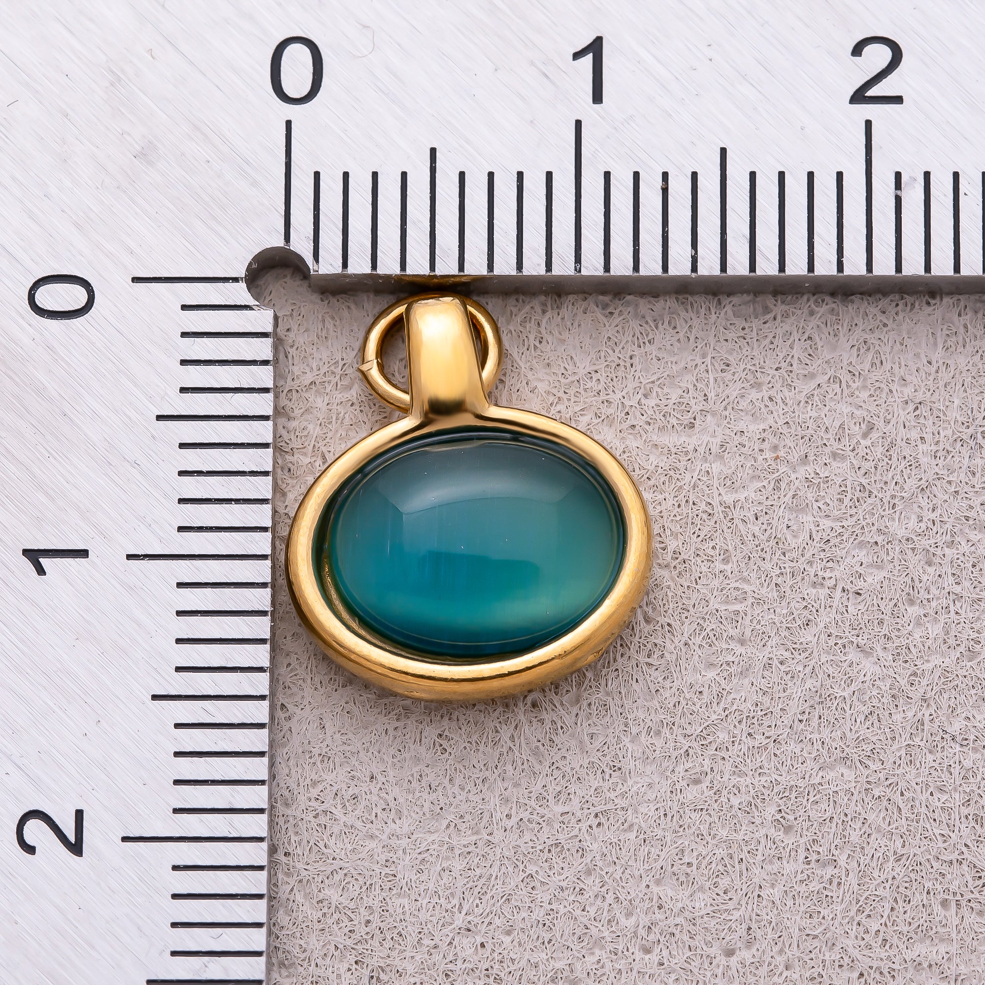 Gold PVD Stainless Steel Turquoise & Peridot Natural Gemstone Oval Charm