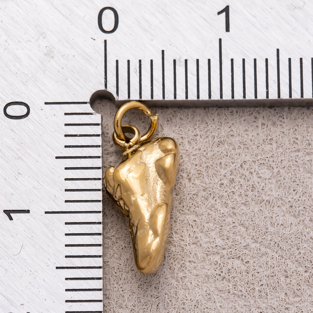 Gold PVD Stainless Steel Organic Nugget Mini Charm