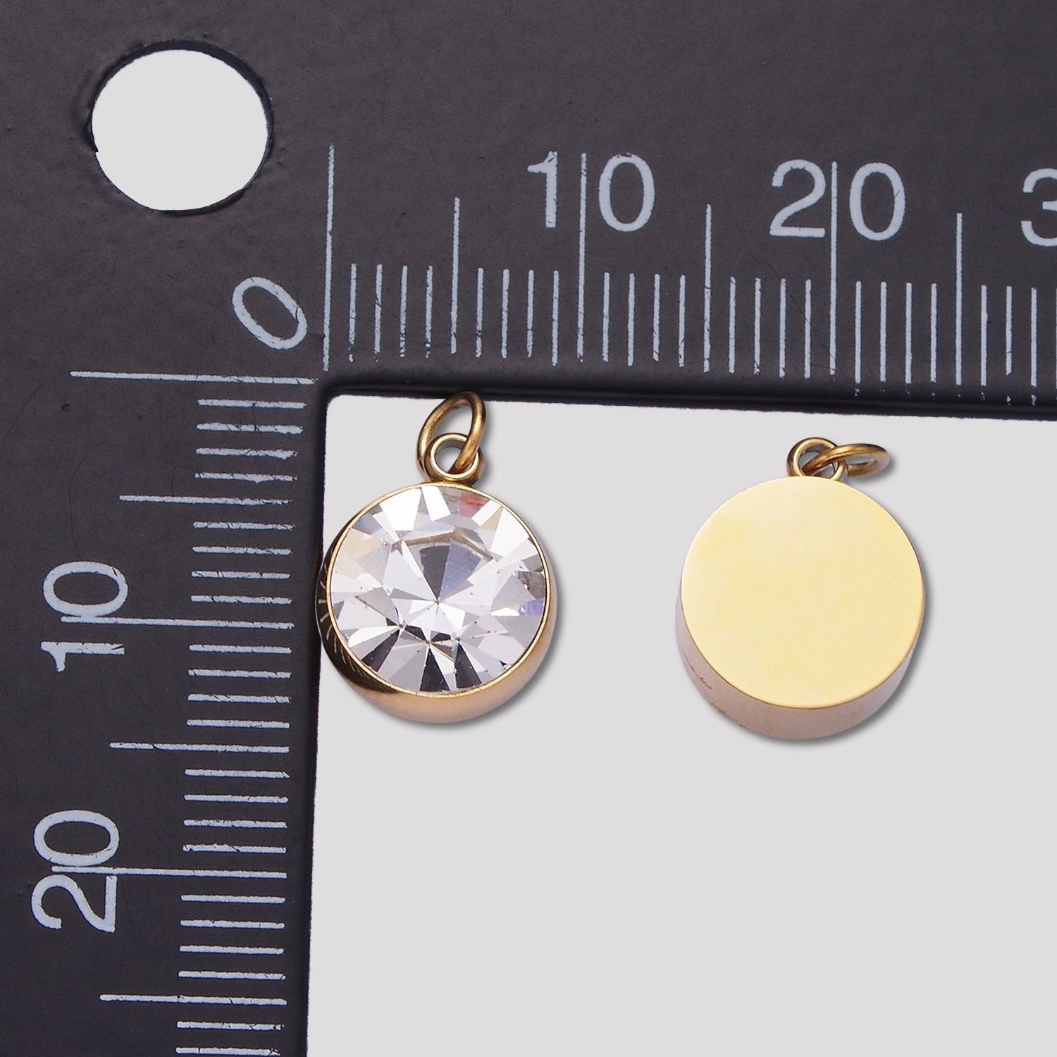 Launch Promo: 14K Gold PVD Stainless Steel Clear CZ Round Mini Charm | Sold Each