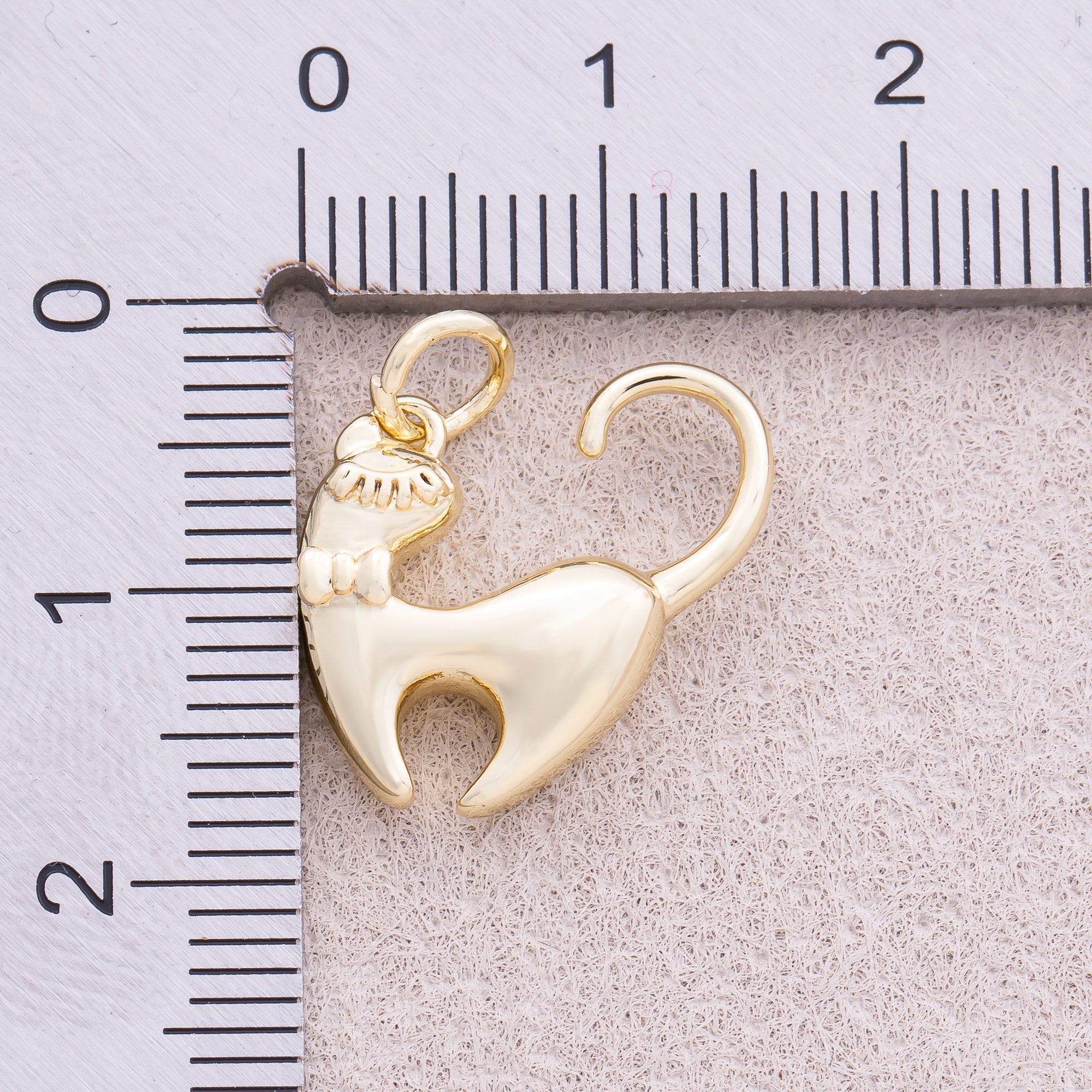 16K Gold Plated Back Side Kitty Cat Animal Charm - Sold Each