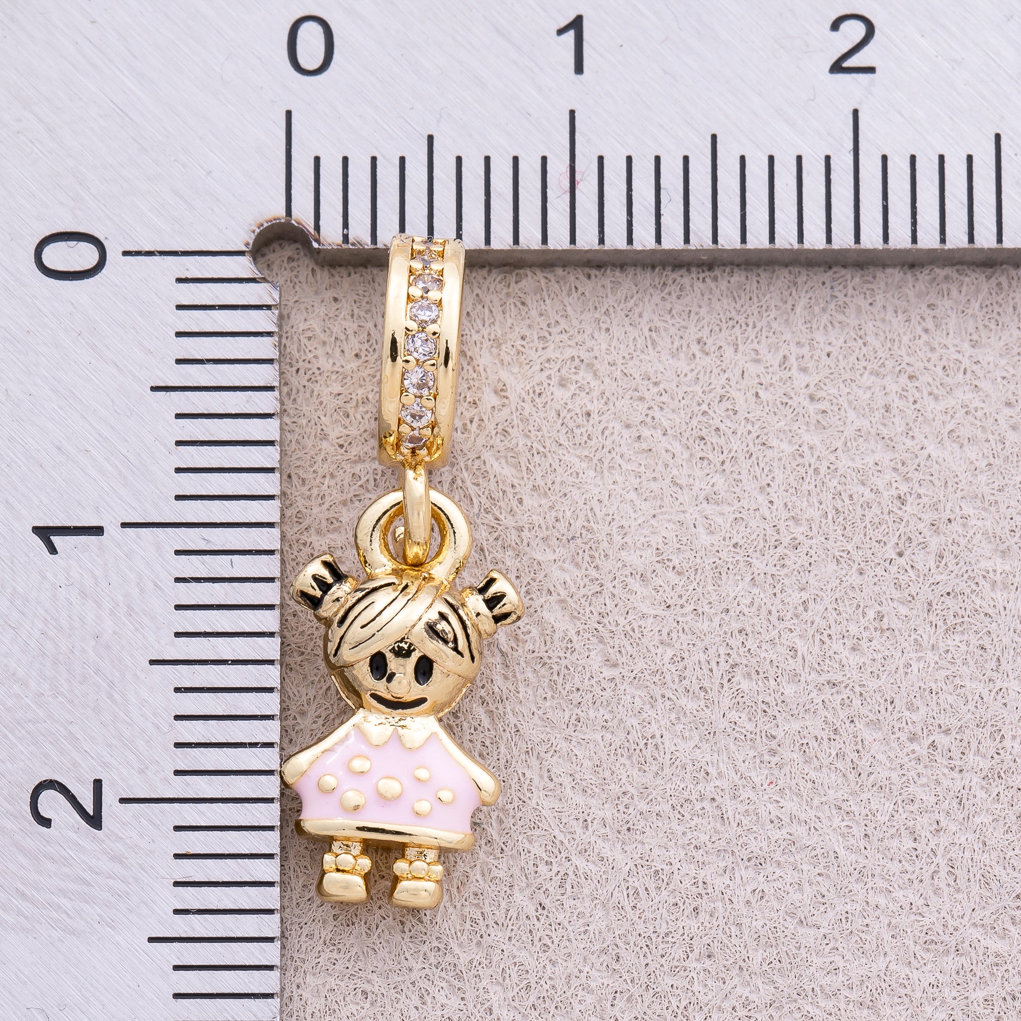 16K Gold Plated Micro Paved CZ Blue T-shirt Enamel Little Boy Pendant - Sold Each