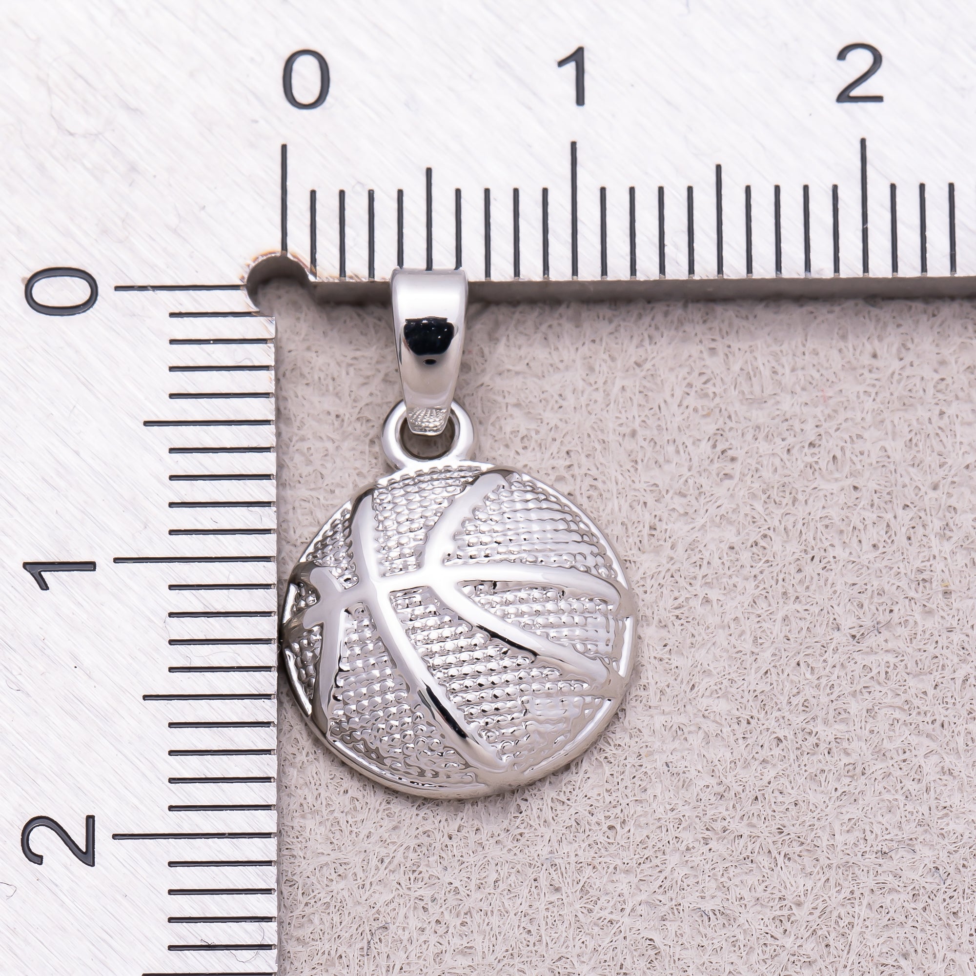 Rhodium Plated Textured Basketball Sport Pendant - Sold Each
