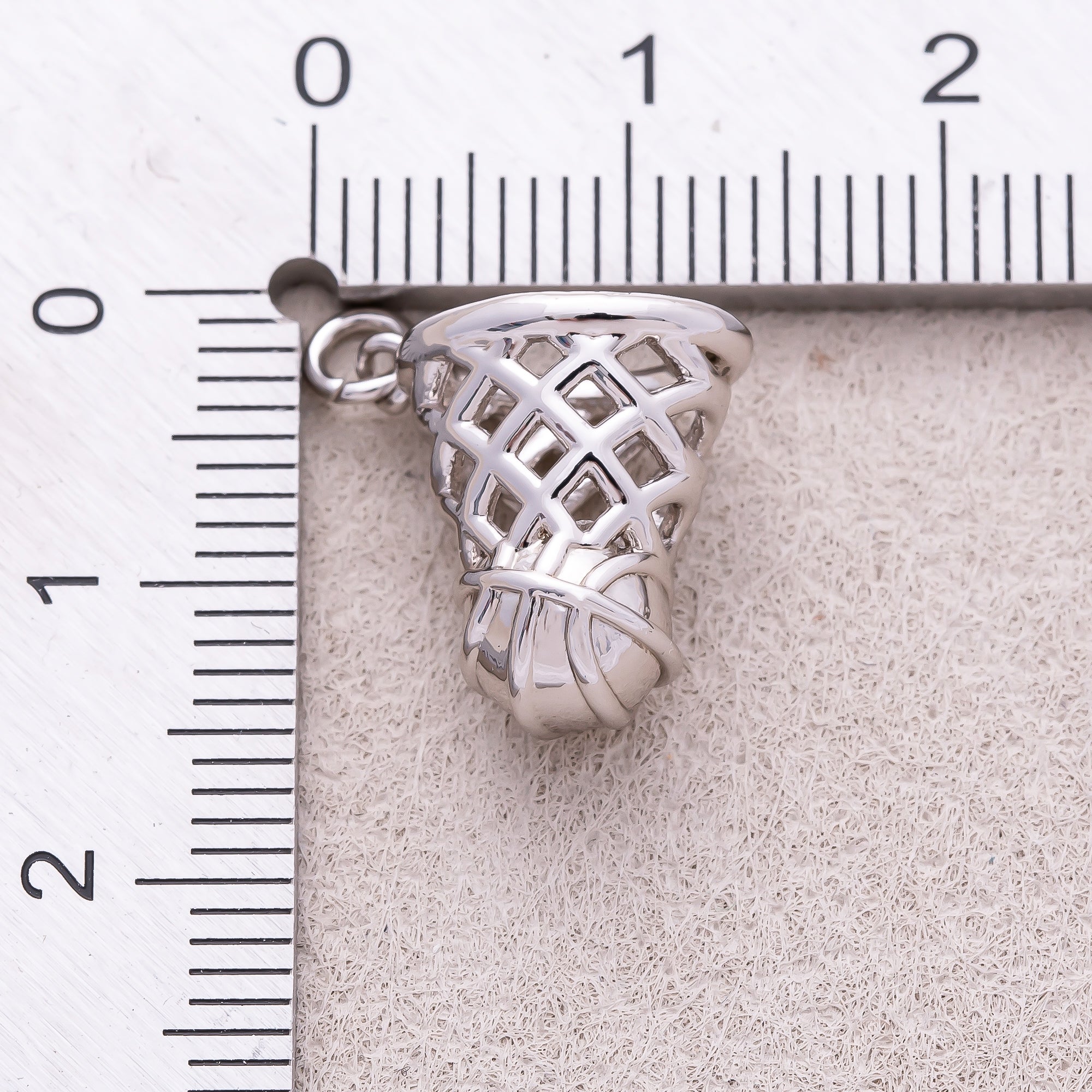 Silver Basketball Ring Sport Charm - Sold Each