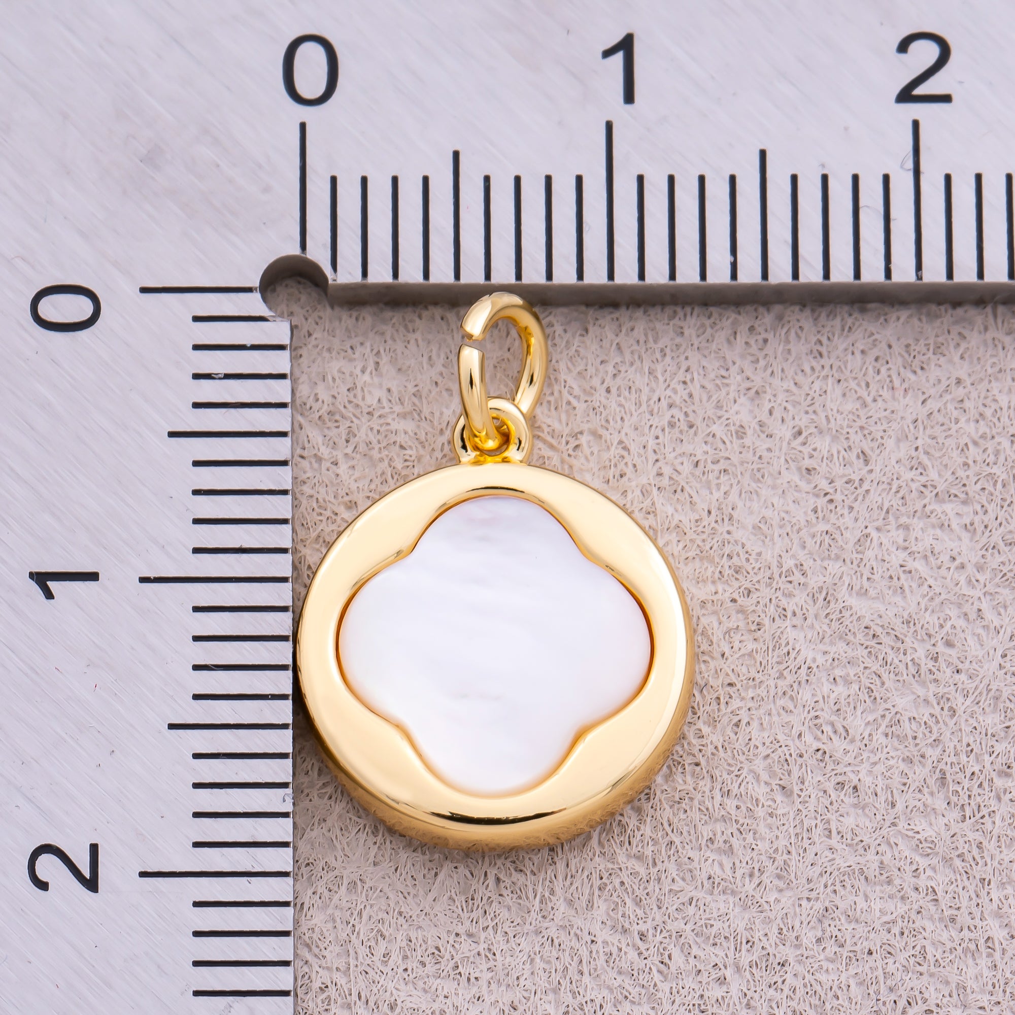 16K Gold Plated Mother Of Pearl Lucky Clover Medallion Charm - Sold Each