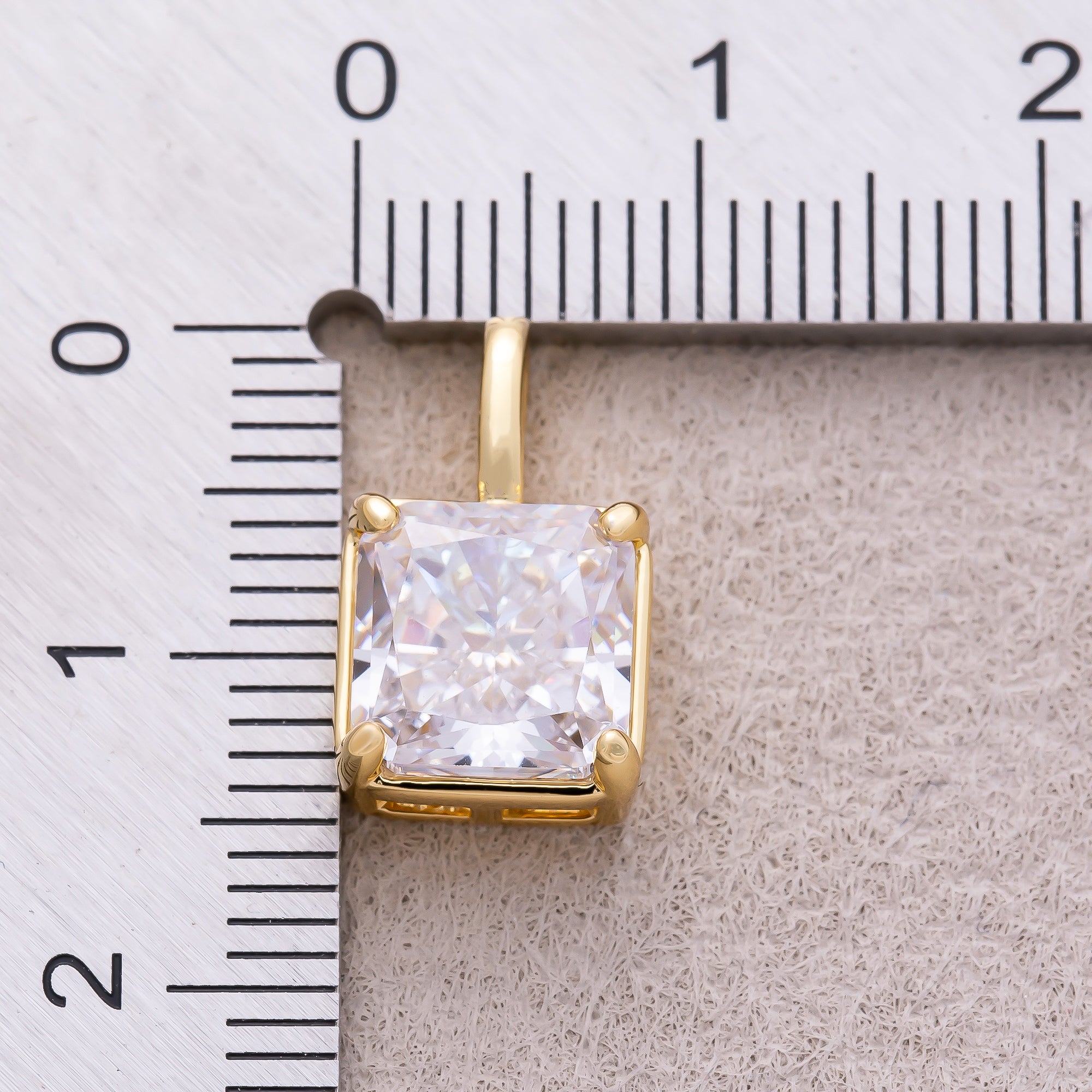 16K Gold Plated Clear CZ Square Pendant - Sold Each