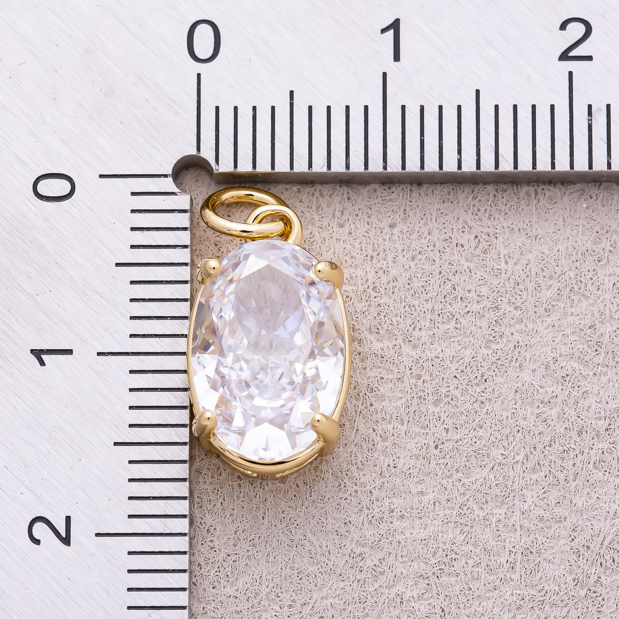 16K Gold Plated Clear CZ Oval Charm - Sold Each