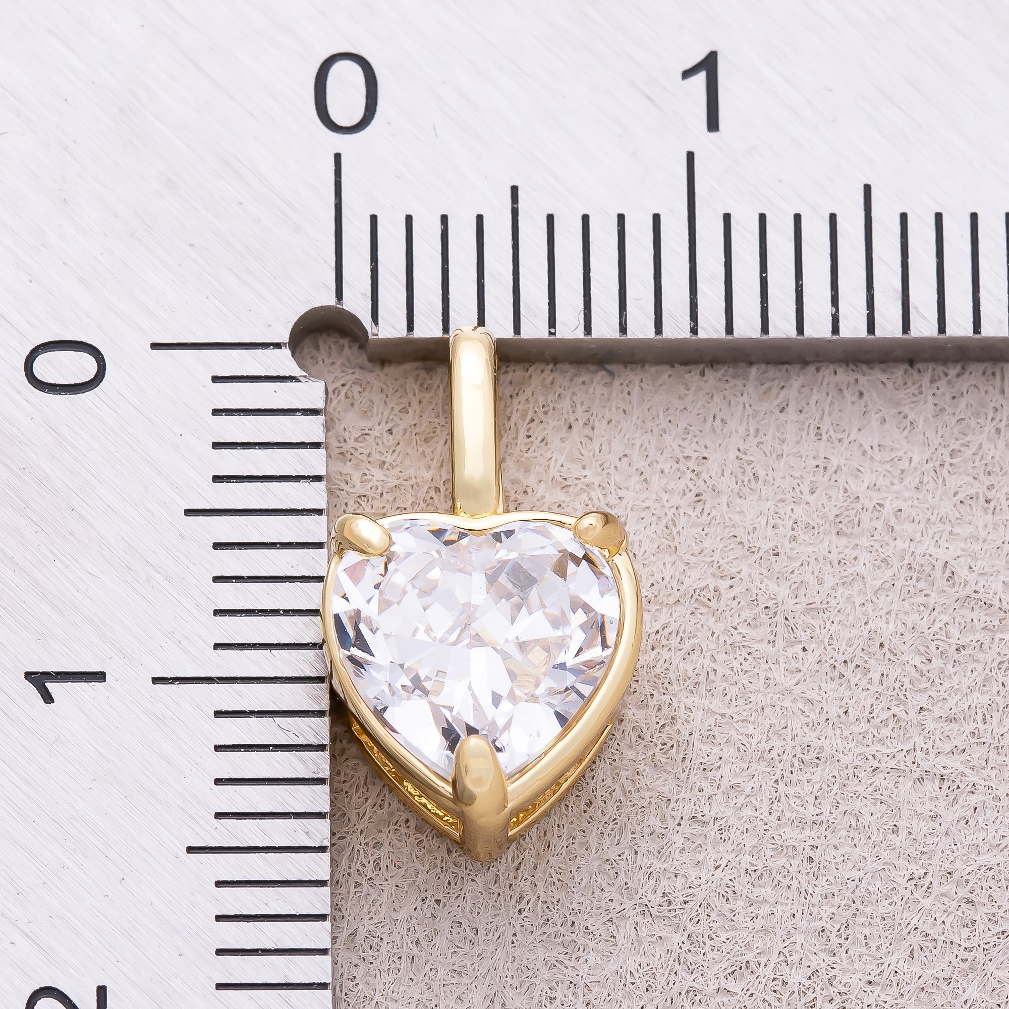 16K Gold Plated Clear CZ Love Heart Pendant - Sold Each