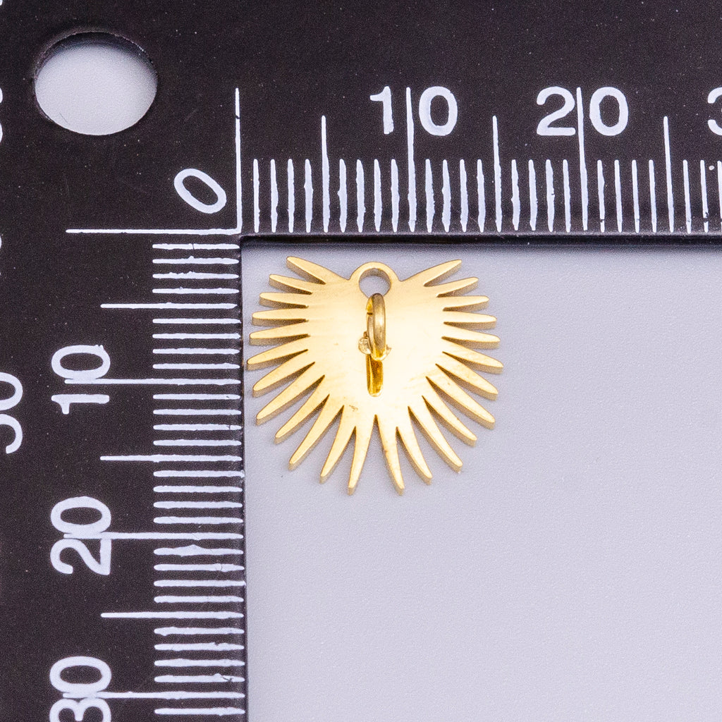 Launch Promo: 24K Gold PVD Stainless Steel Sunburst Heart Medallion Pendant | Sold Each
