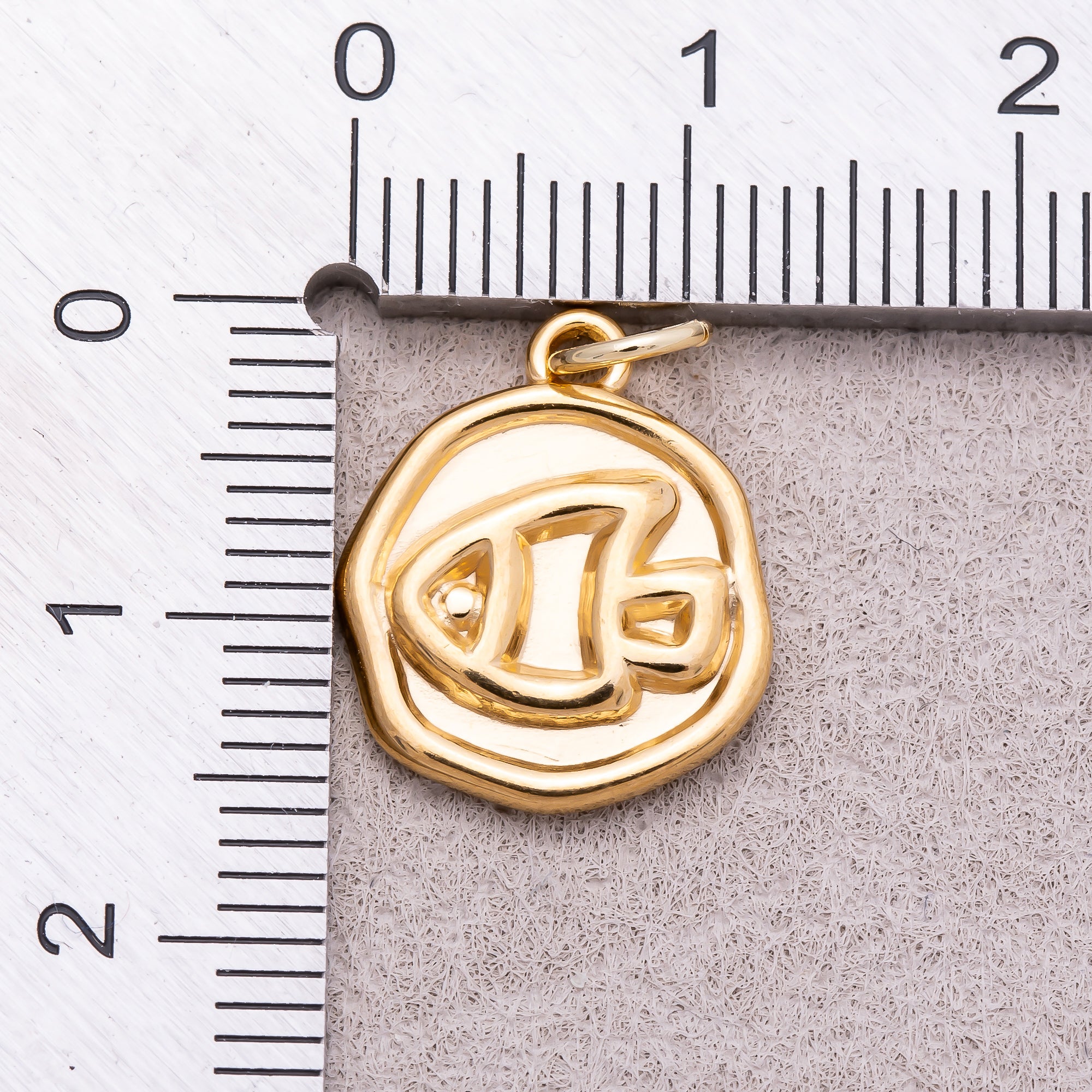 Gold PVD Stainless Steel Artisan Fish Animal Medallion Charm