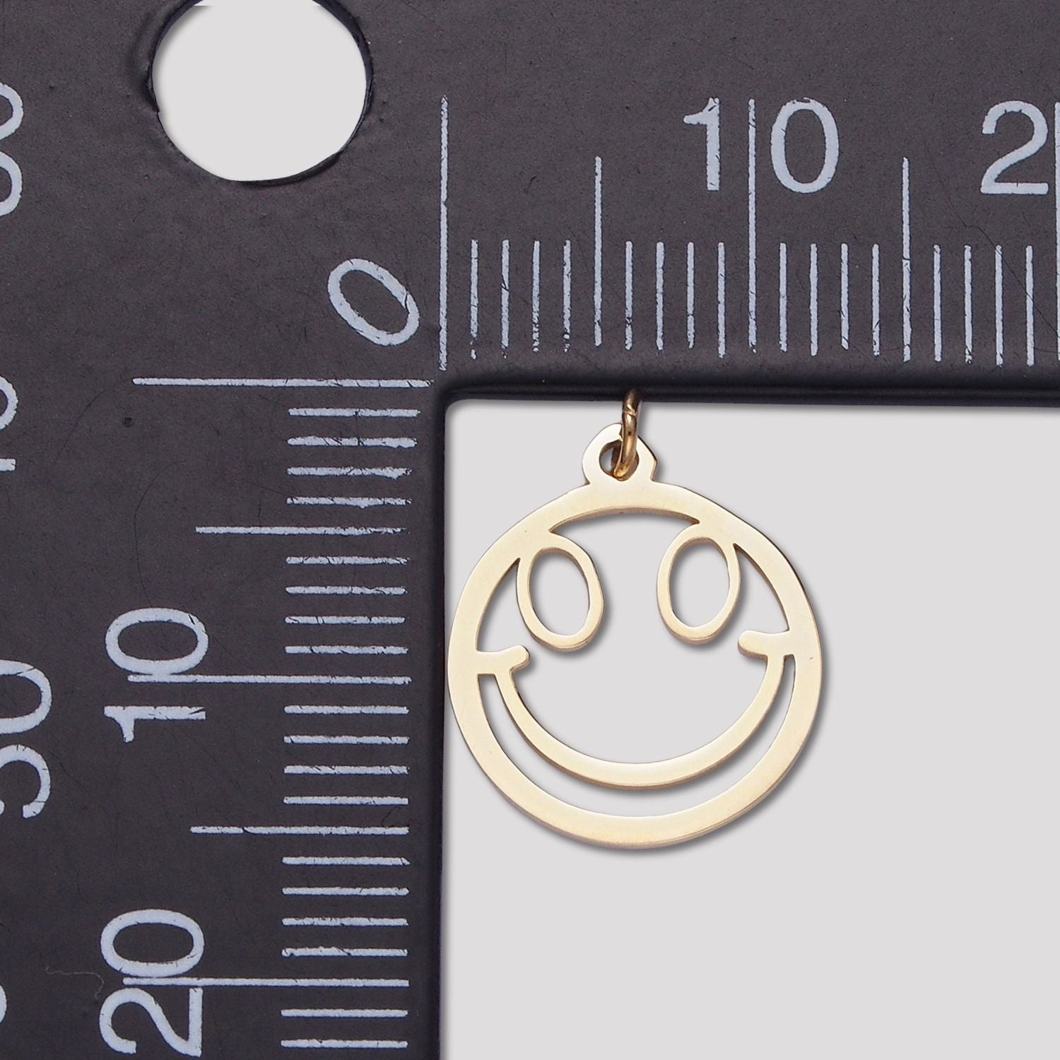 Launch Promo: 14K Gold PVD Stainless Steel Open Circular Smiley Emoticon Charm | Sold Each