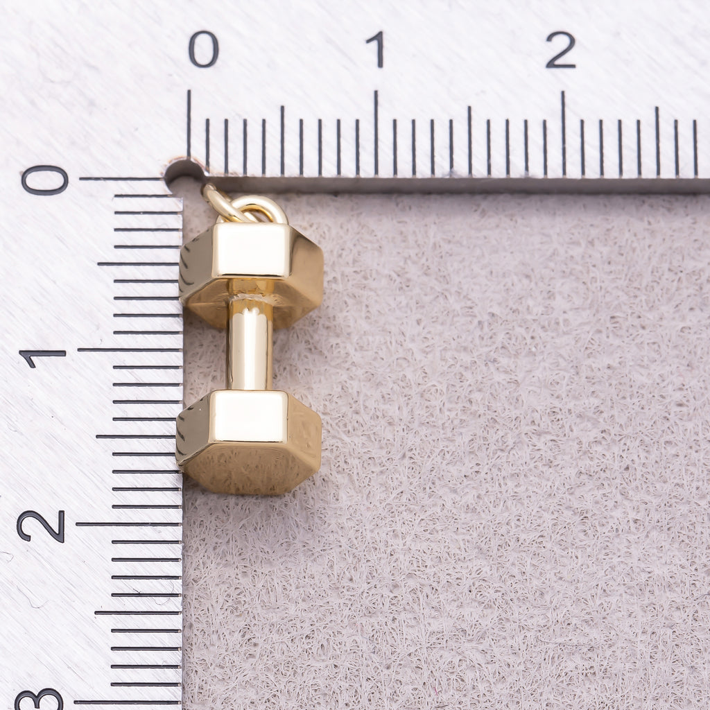 16K Gold Plated Plain Dumbbell Sport Charm - Sold Each