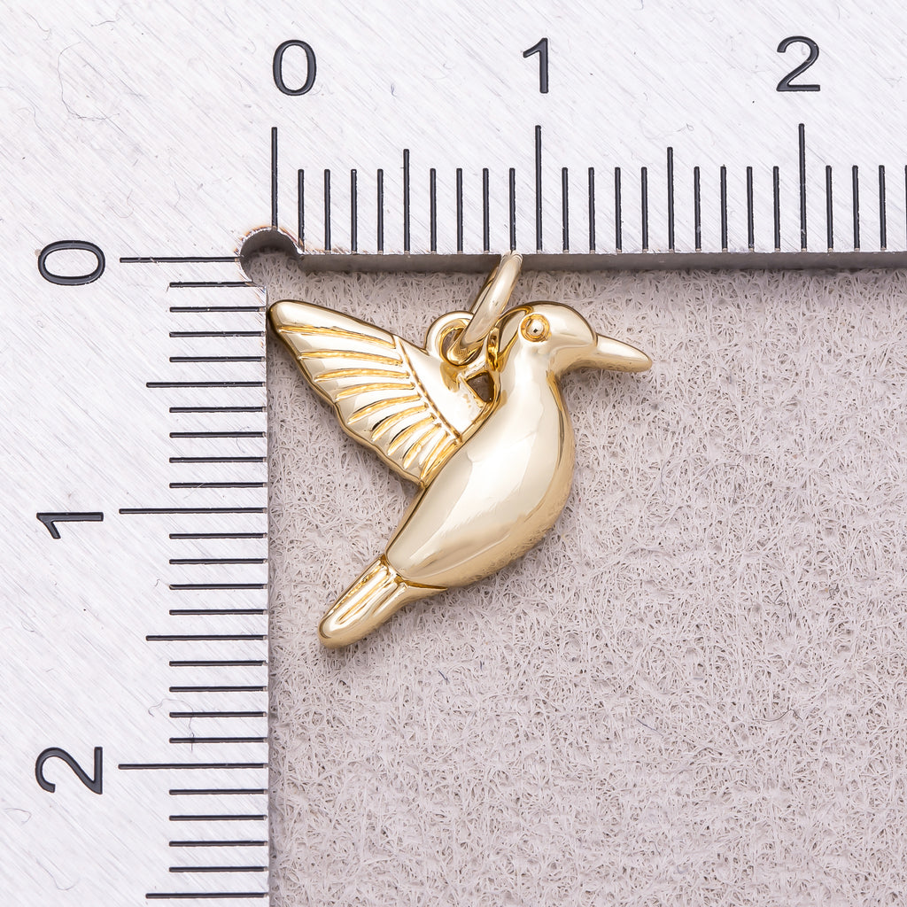 16K Gold Plated Plain Pigeon Bird Animal Charm - Sold Each