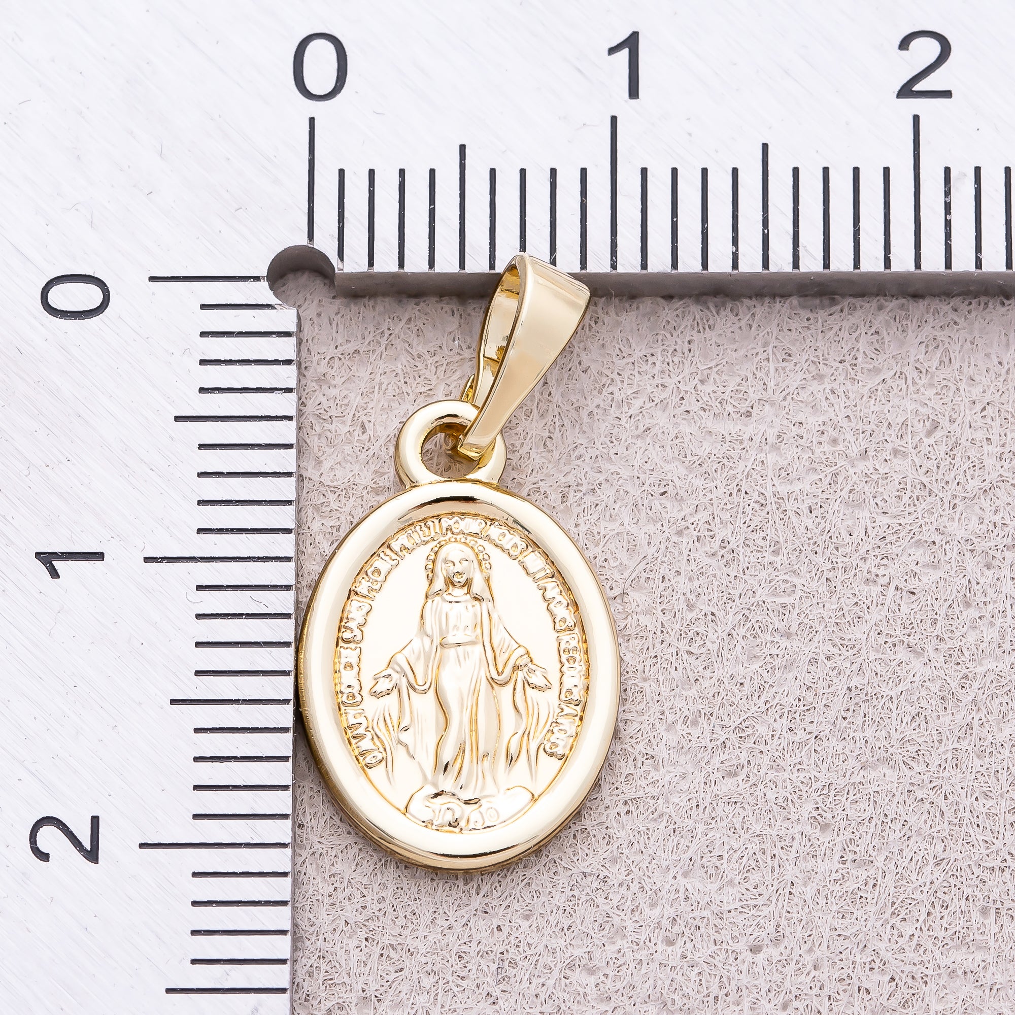 16K Gold Plated Plain Virgin Mary Oval Medallion Pendant - Sold Each