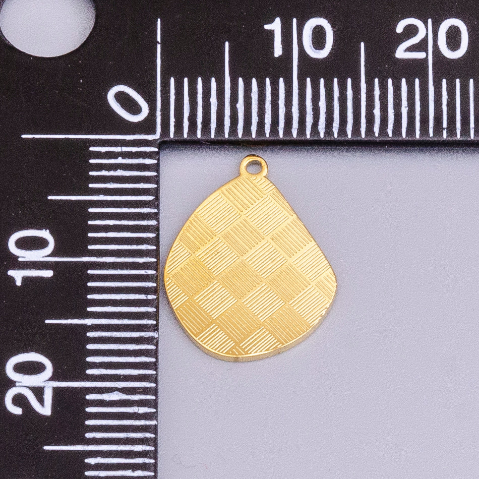 Launch Promo: 24K Gold PVD Stainless Steel Woven Textured Asymmetric Charm | Sold Each