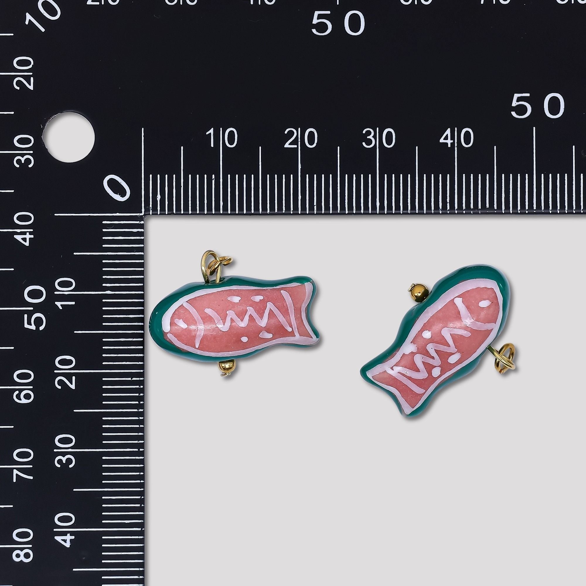 Launch Promo: 24K Gold PVD Stainless Steel Green Pink Fish Charm | Sold Each