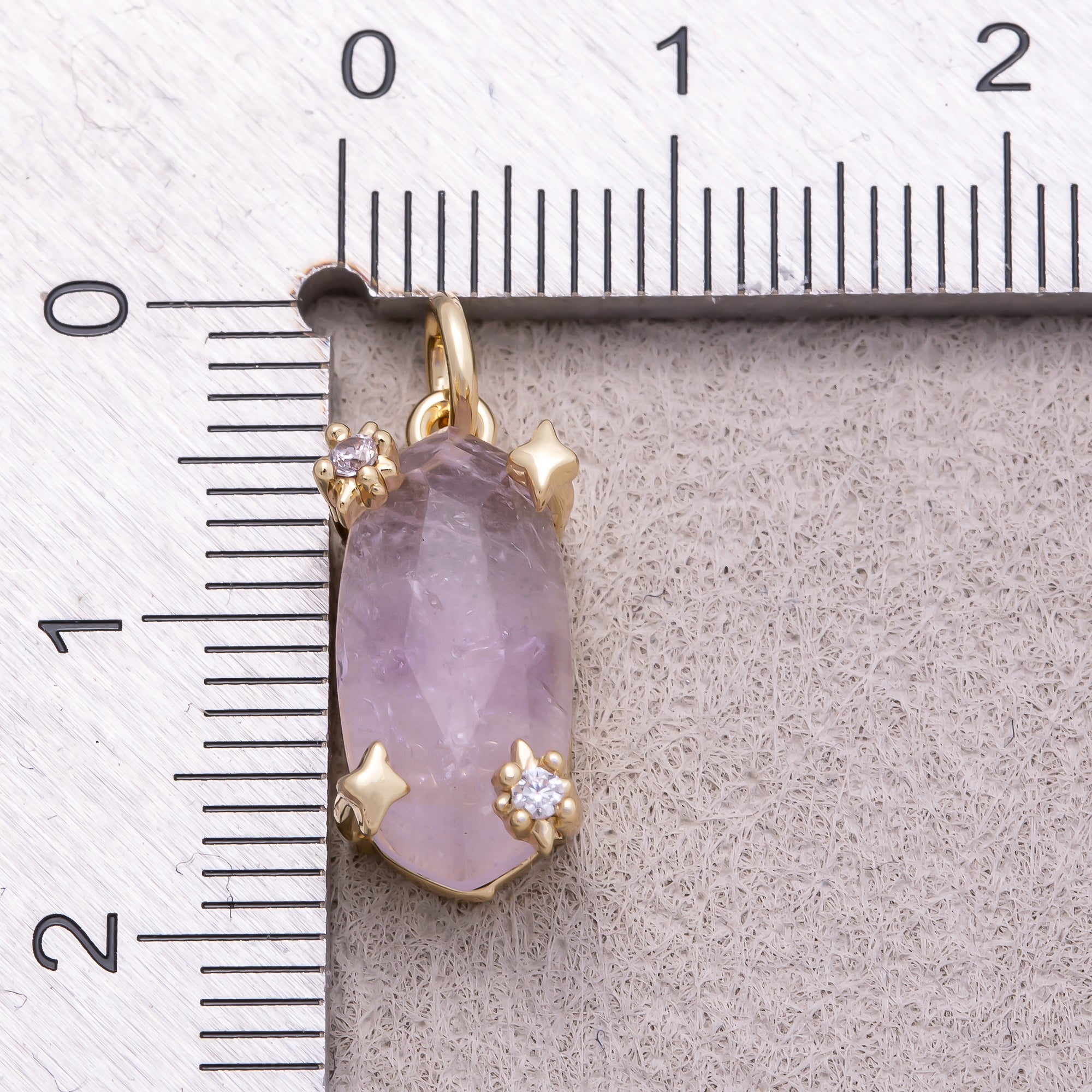 16K Gold Plated Faceted Natural Gemstone with Celestial Star Rectangular Pendant - Sold Each