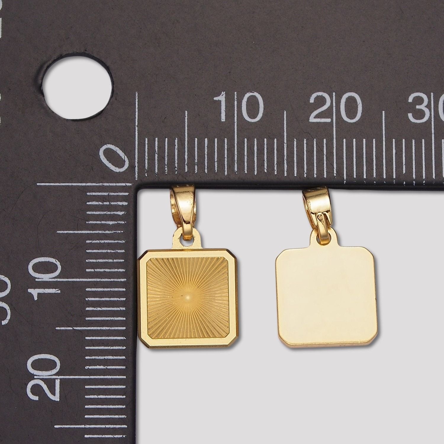 Launch Promo: 14K Gold PVD Stainless Steel Sunburst Geometric Square Pendant In Gold And Silver | Sold Each