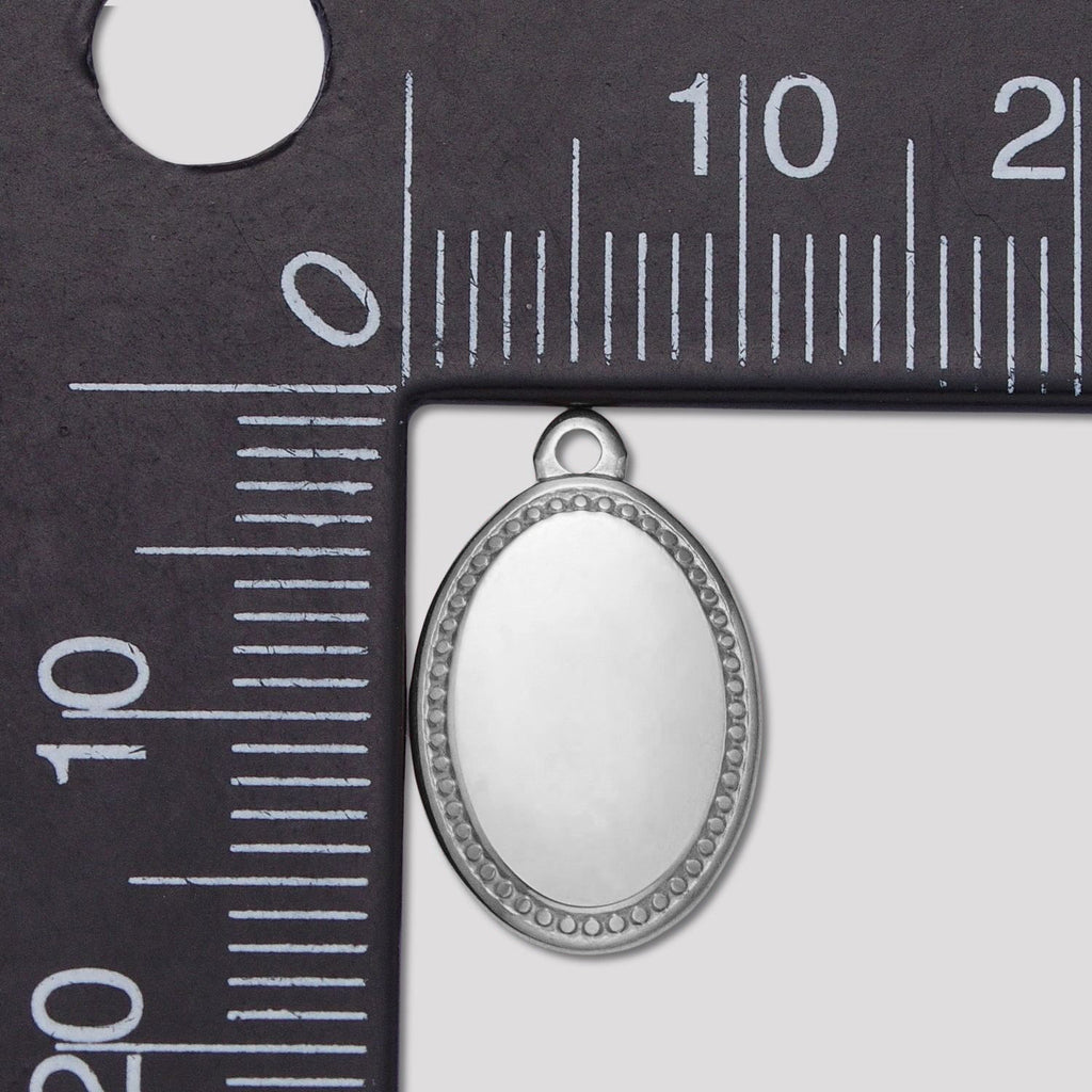 Launch Promo: Stainless Steel Oval Beaded Textured Charm | Sold Each
