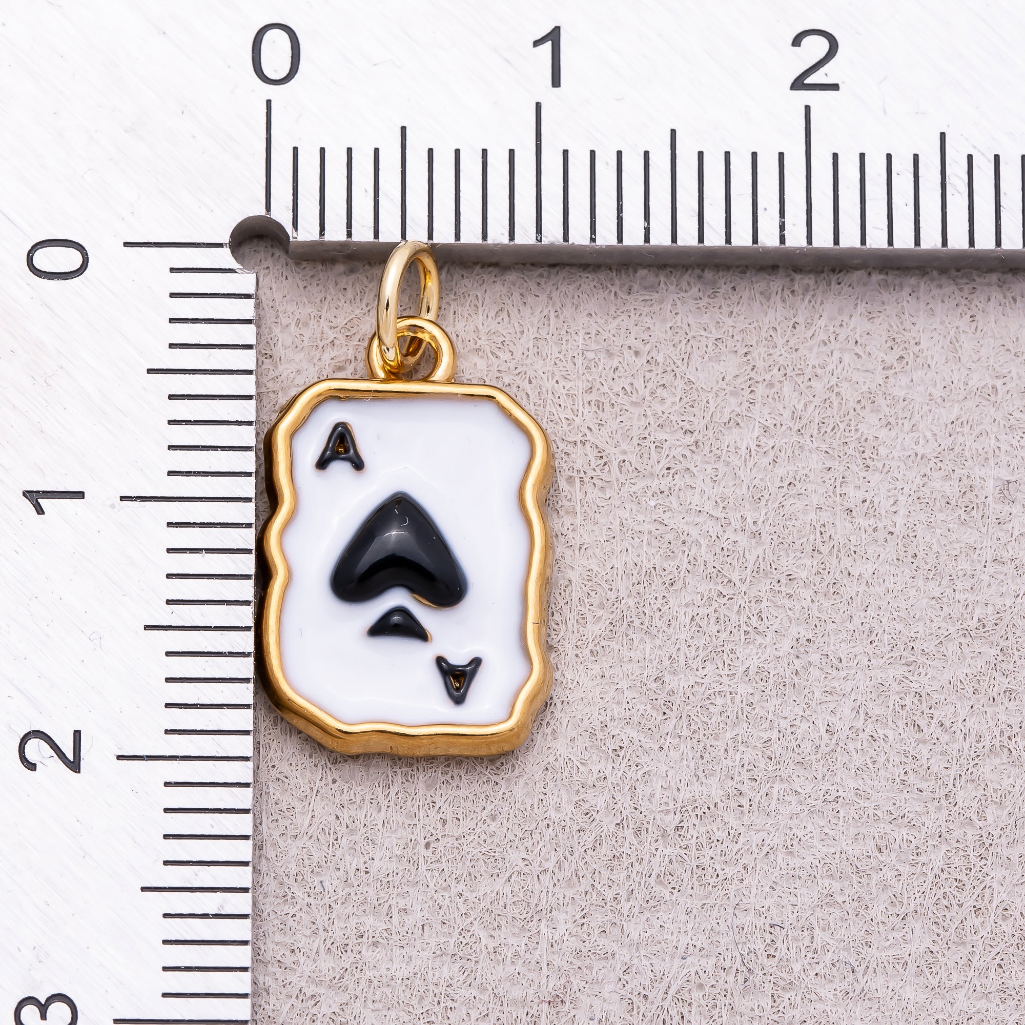 Gold PVD Stainless Steel Black & White Ace of Spades Charm