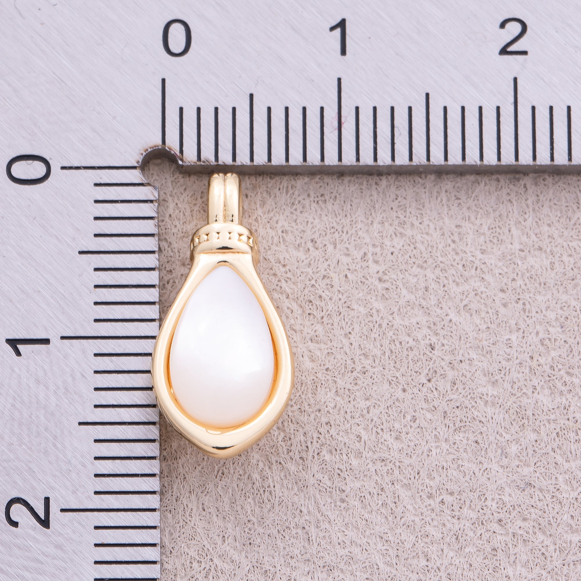 16K Gold Plated White Quartz Natural Gemstone Teardrop Pendant - Sold Each