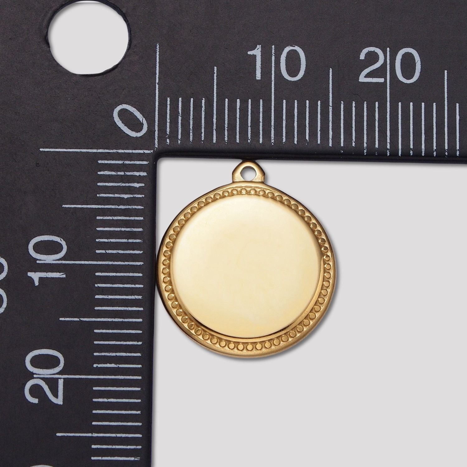 Launch Promo: 24K Gold PVD Stainless Steel Classic Beaded Round Pendant | Sold Each