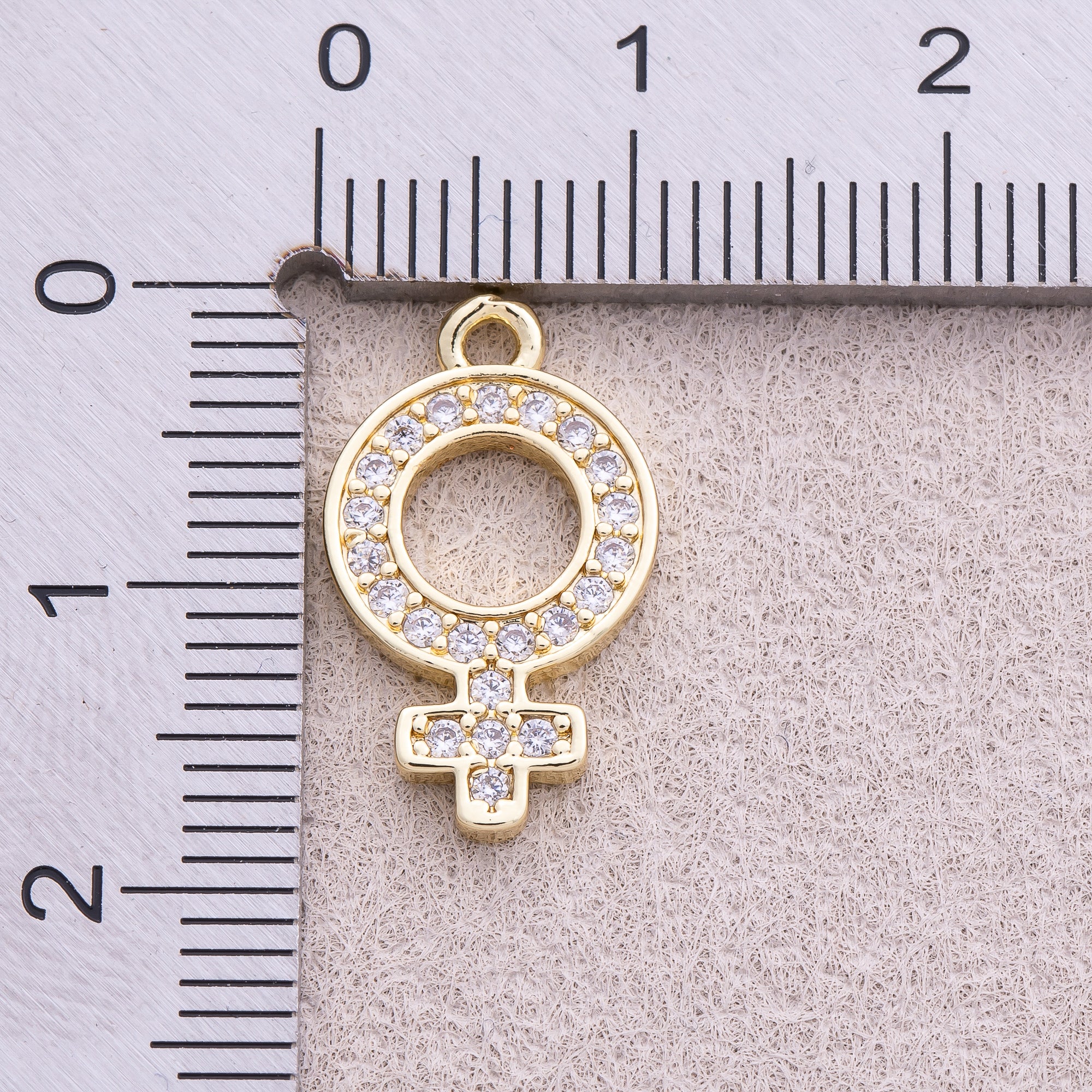 16K Gold Plated Micro Paved CZ Venus Symbol Pendant - Sold Each