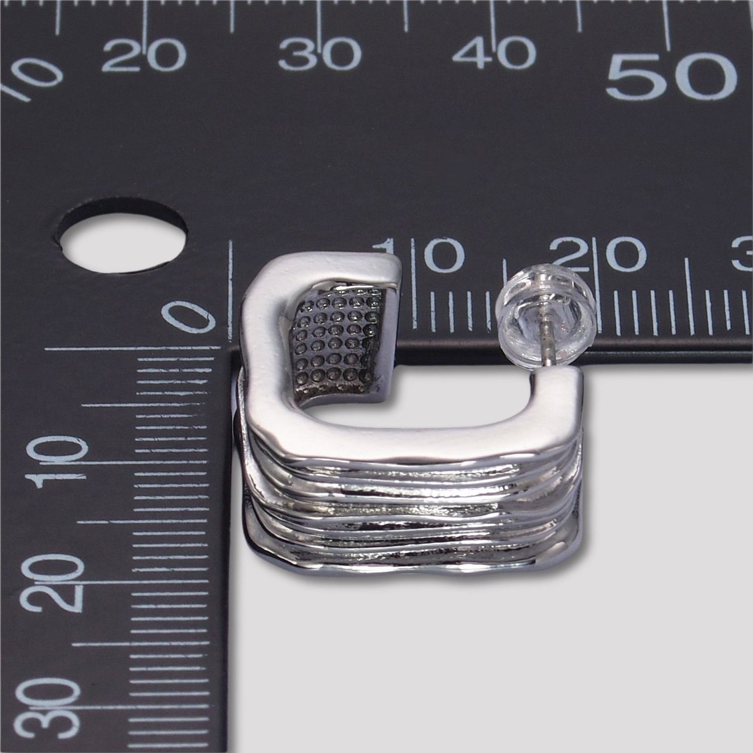 Launch Promo: 24K Gold PVD Stainless Steel Square Wavy Ribbon Stud Earring in Gold & Silver | Sold Each