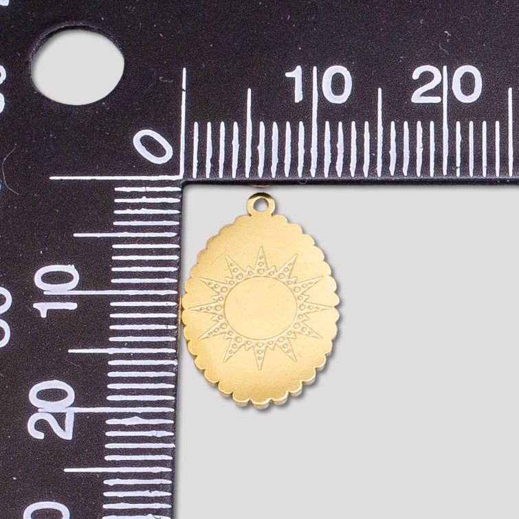 Launch Promo: 24K Gold PVD Stainless Steel Oval Sunburst Medallion Charm | Sold Each