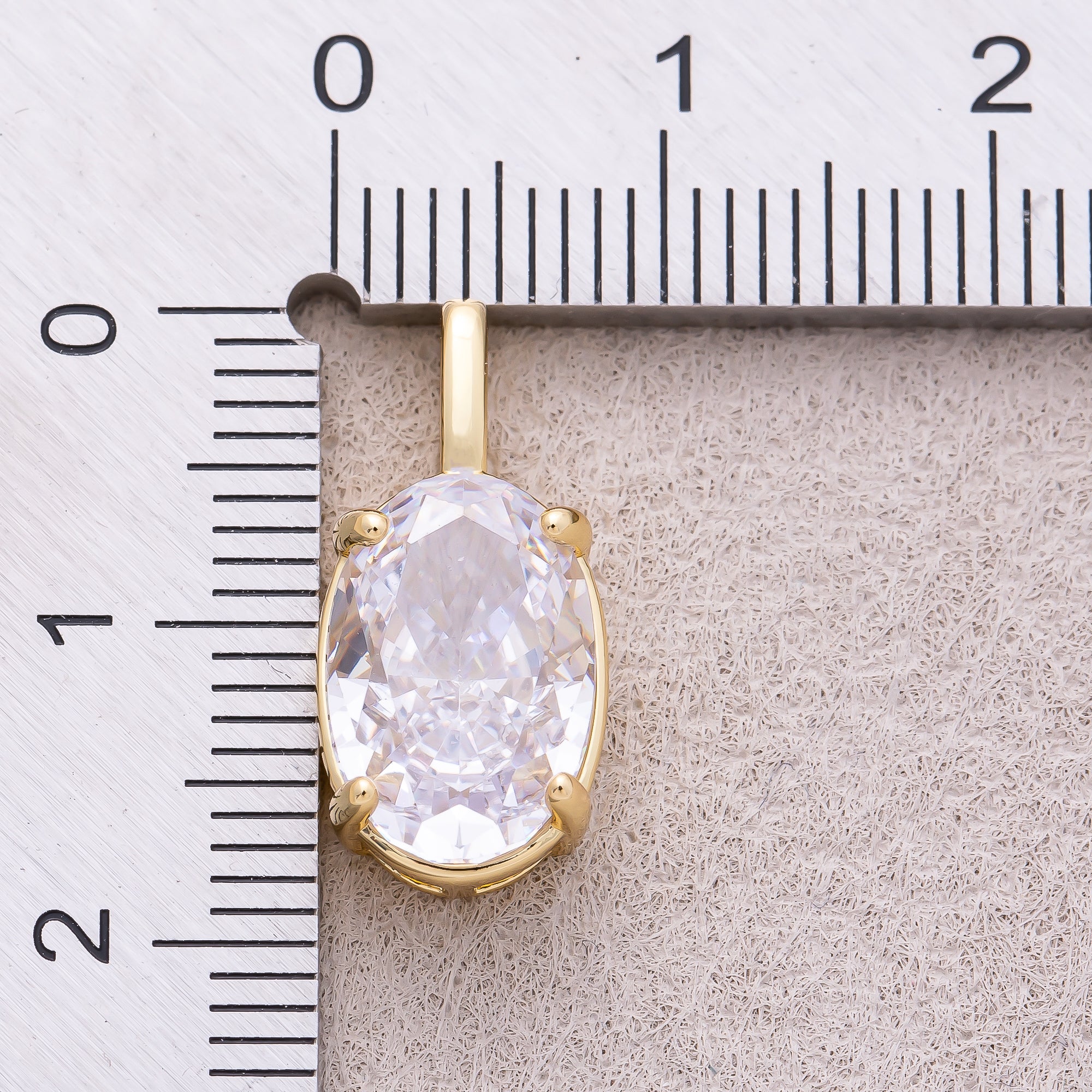 16K Gold Plated Clear CZ Oval Pendant - Sold Each