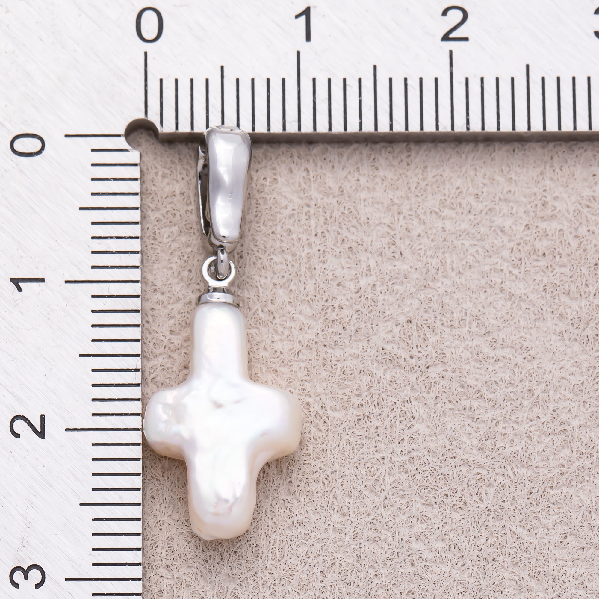 Rhodium Plated Freshwater Pearl Minimalist Religious Cross Pendant - Sold Each