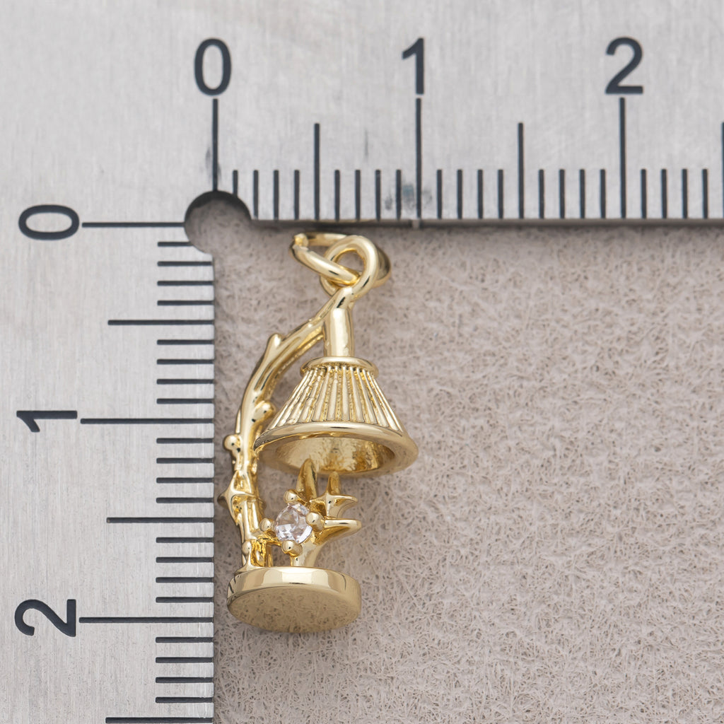 16K Gold Plated Clear CZ Vintage Desk Lamp Starburst 3D Multidimensional Charm - Sold Each