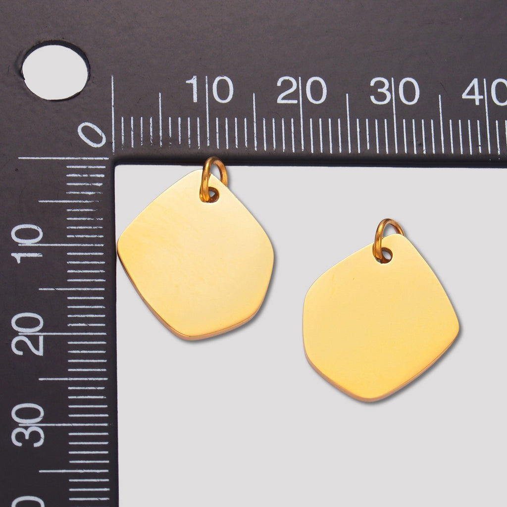 Launch Promo: 24K Gold PVD Stainless Steel Minimalist Irregular Geometric Shield Tag Pendant | Sold Each