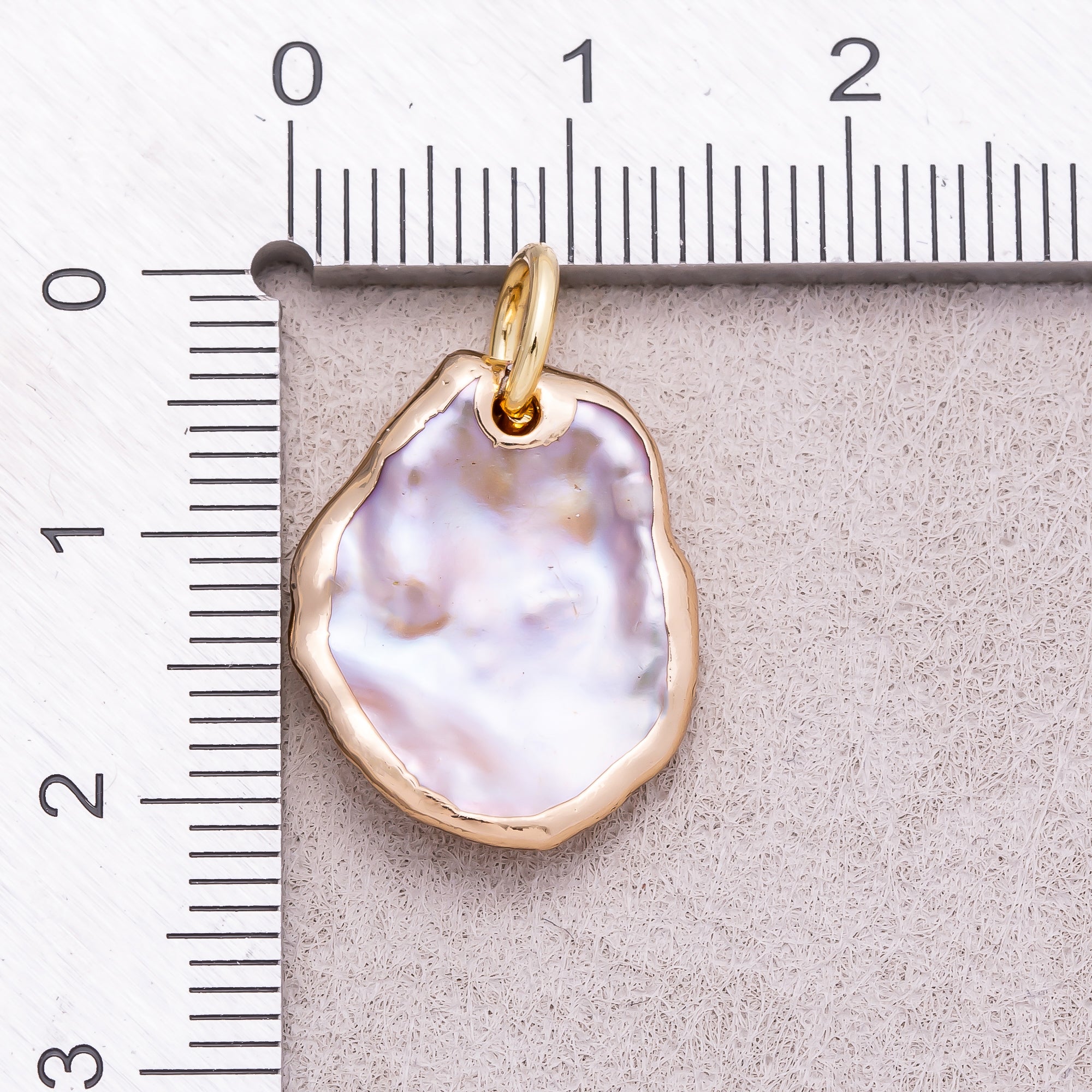 18K Gold Plated Baroque Freshwater Pearl Hammered Asymmetric Oval Pendant - Sold Each