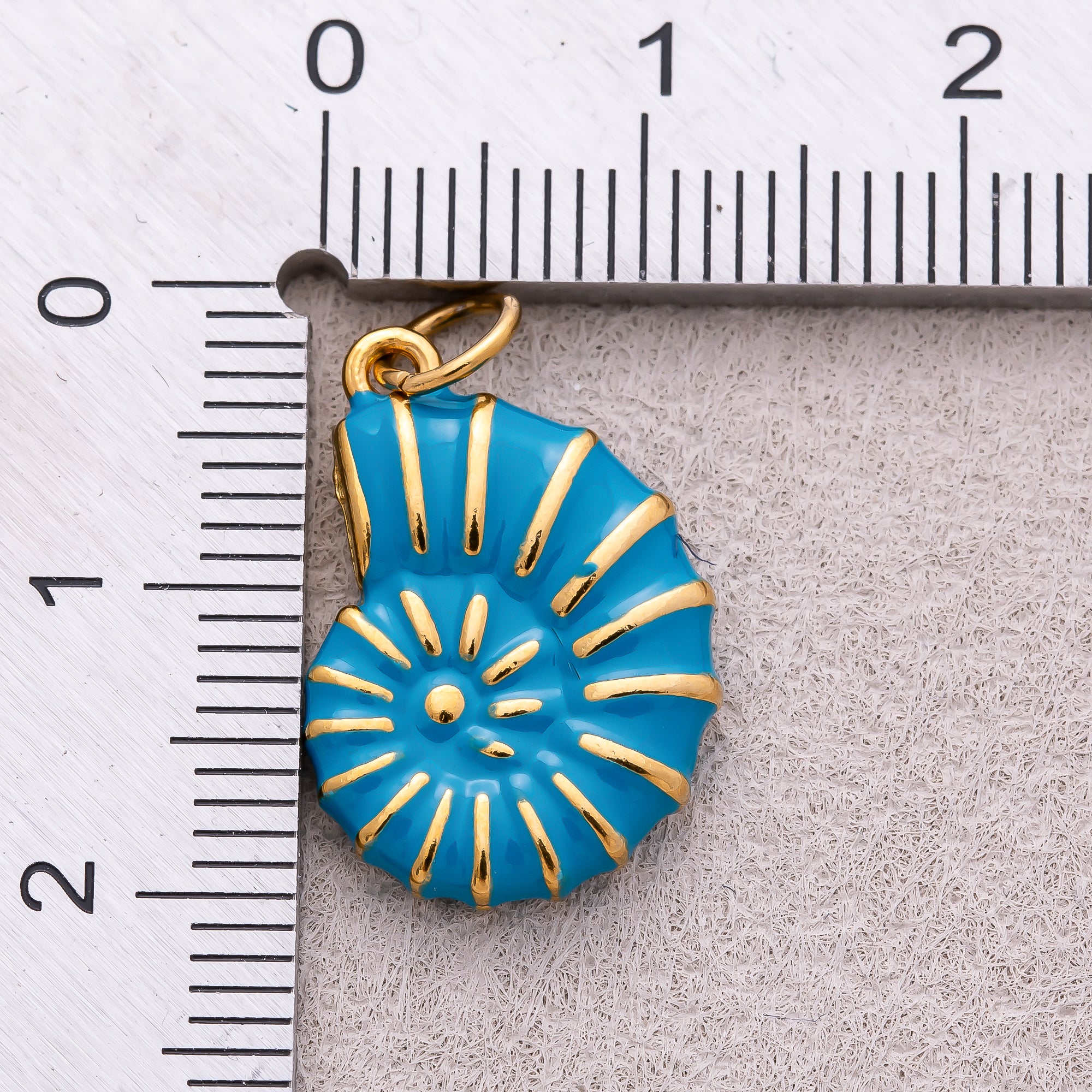 Gold PVD Stainless Steel Pink & Blue Enamel Conch Sea Shell Pendant