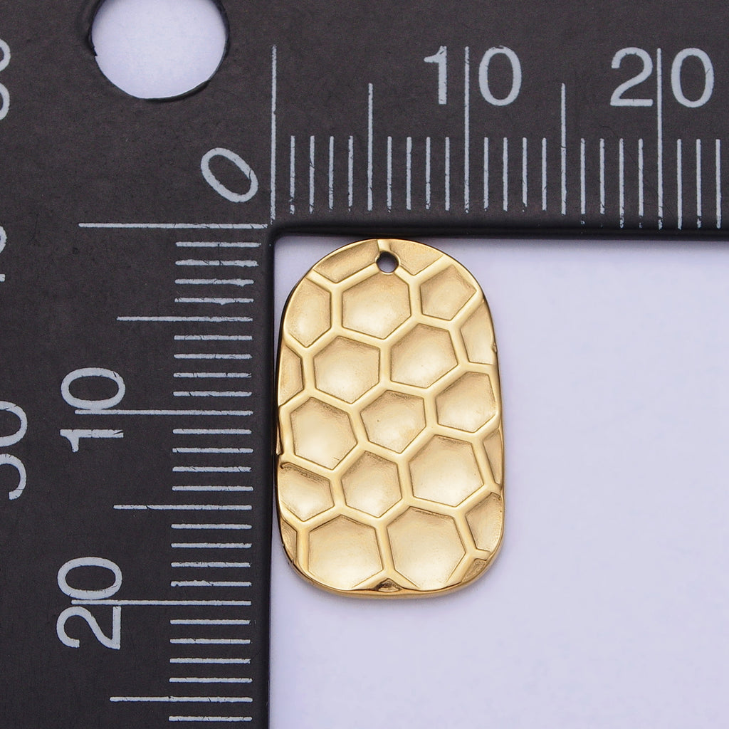 Launch Promo: 24K Gold PVD Stainless Steel Oval Hammered Geometric Medallion Pendant | Sold Each