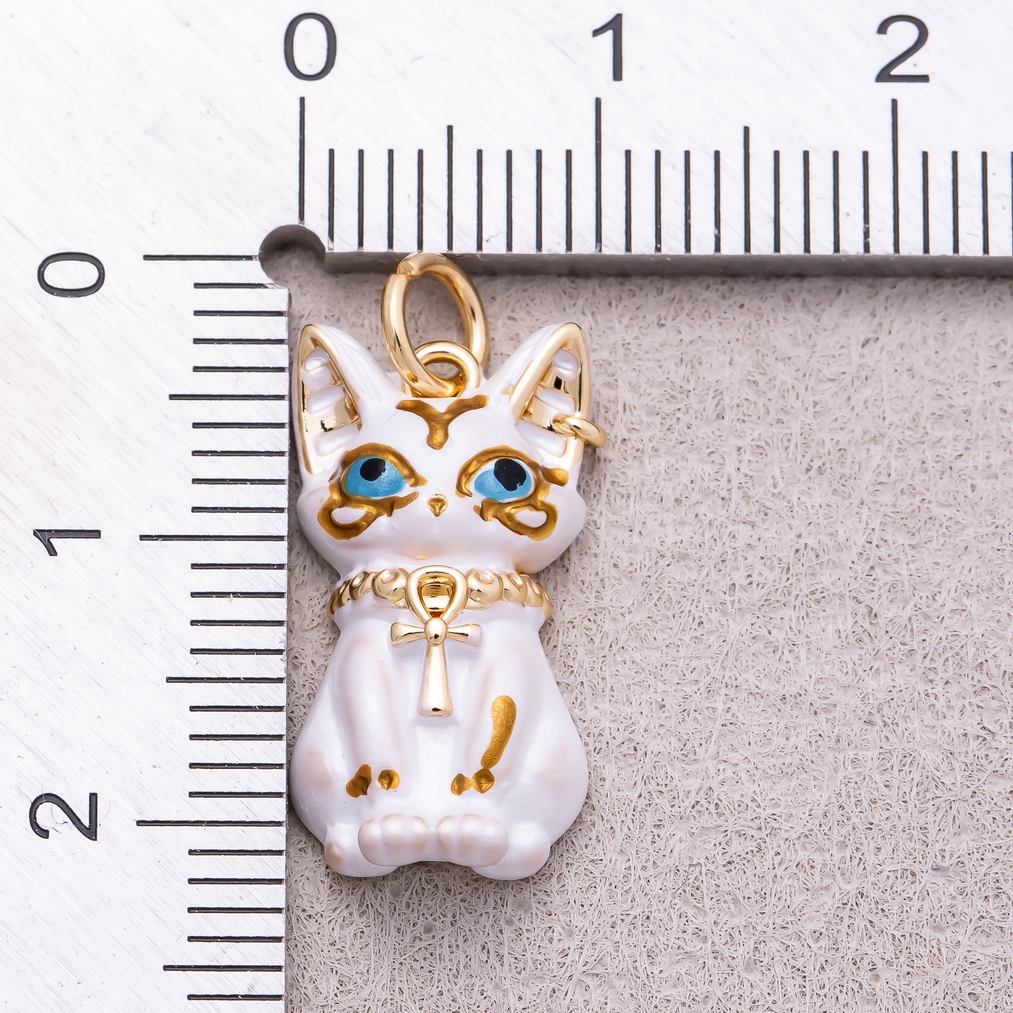 18K Gold Plated White Enamel Cute Fox Lucky Charm - Sold Each