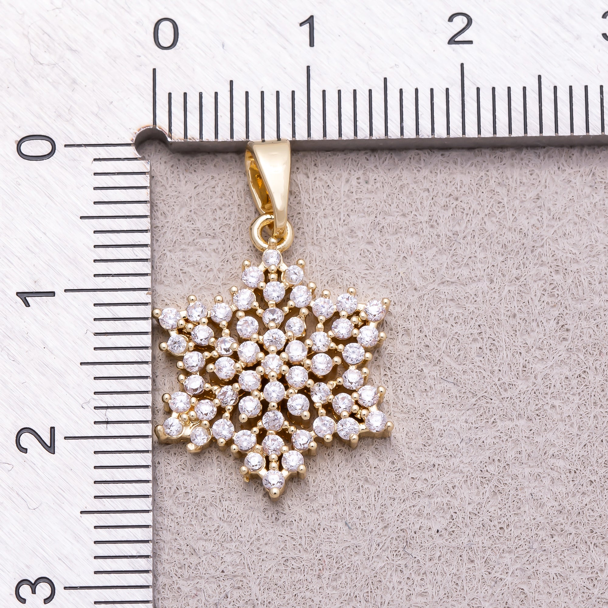 16K Gold Plated Micro Paved CZ Winter Snowflakes Pendant - Sold Each